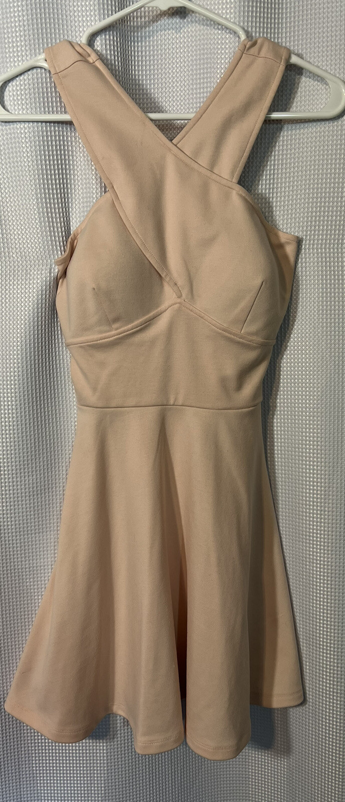 Candie’s Blush Pink Cross Strap A-Line Dress Fit Flare Small L49