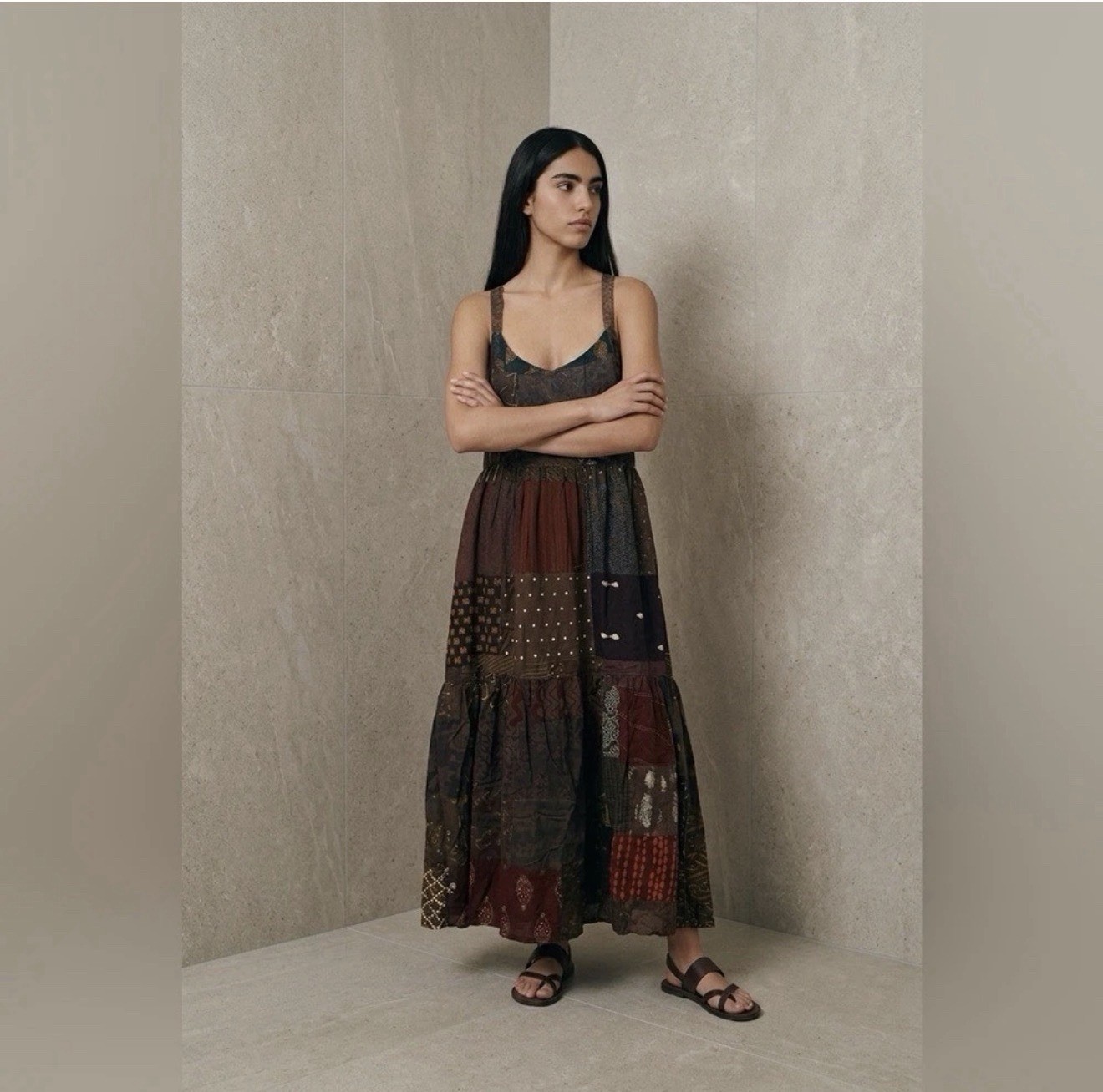 Jaded Gypsy S/M Patchwork Maxi Dress in Rich Earth Tones NWT