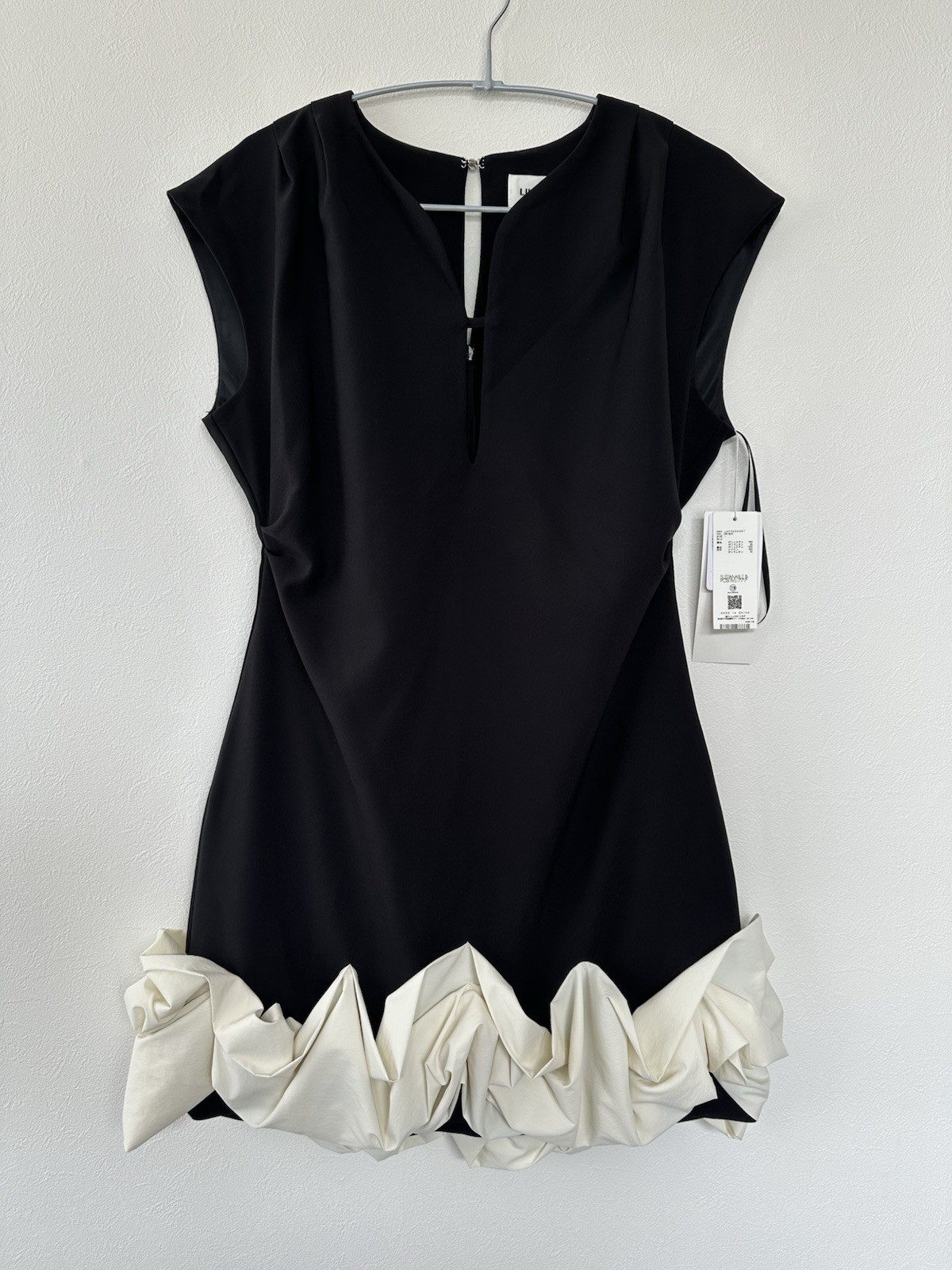LILY BROWN Bubble Hem Stretch Mini Dress Black White Size 1 NWT Japan