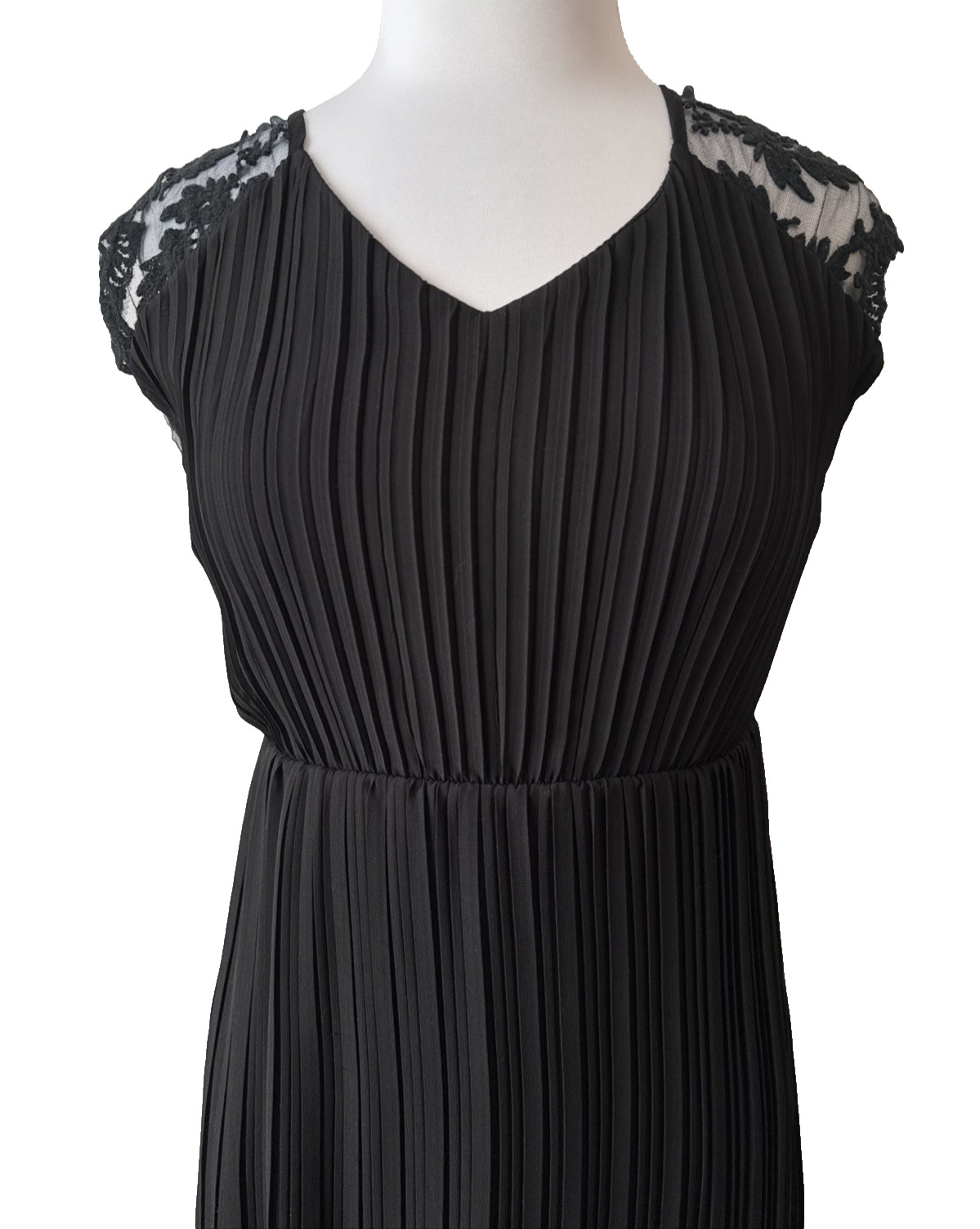 Whimsigoth Romantic Sheer Lace Pleated Dress M Boho Coquette Timeless Classic
