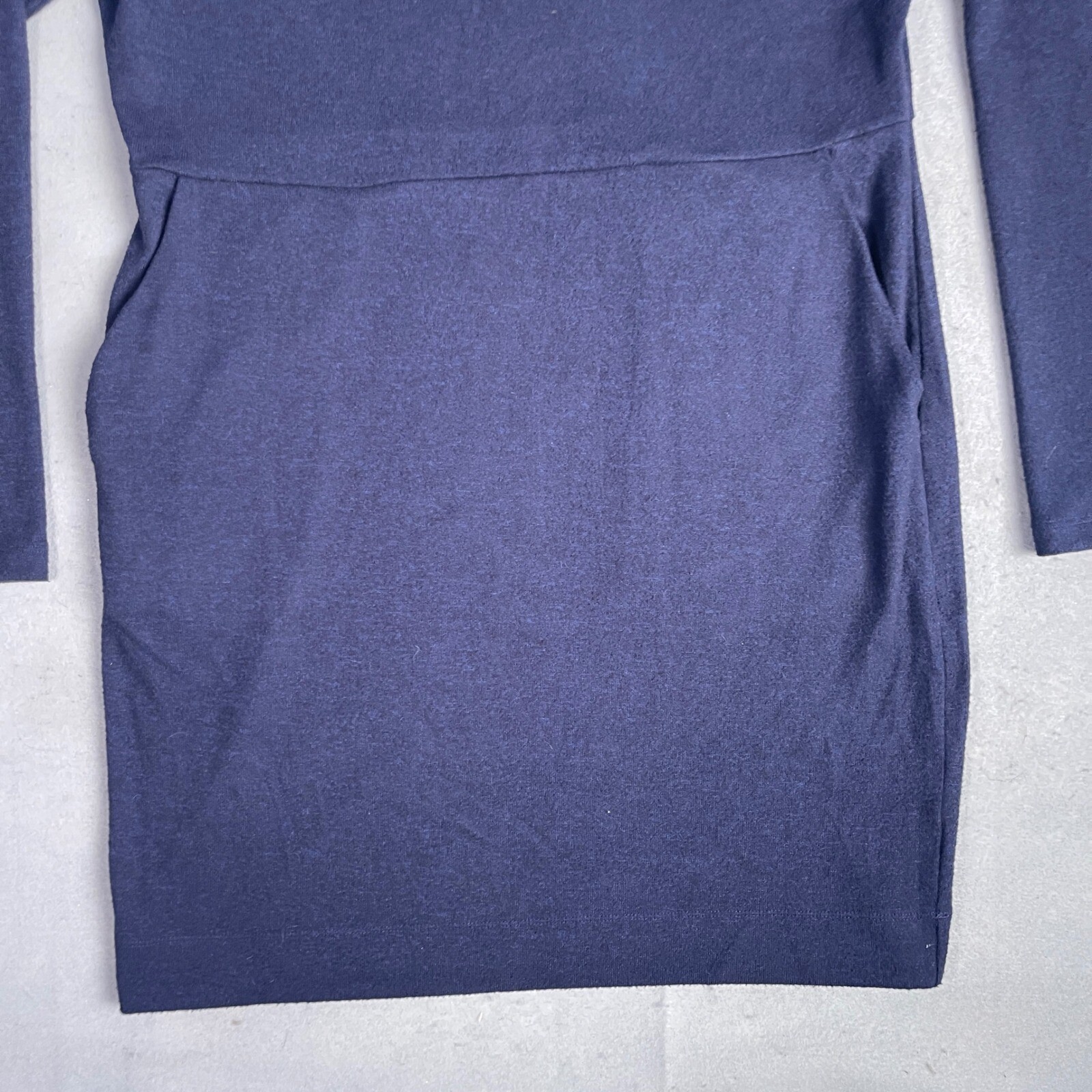 Cabi Round Up Dress Funnel Neck Long Sleeve Pockets Black Cobalt Blue M