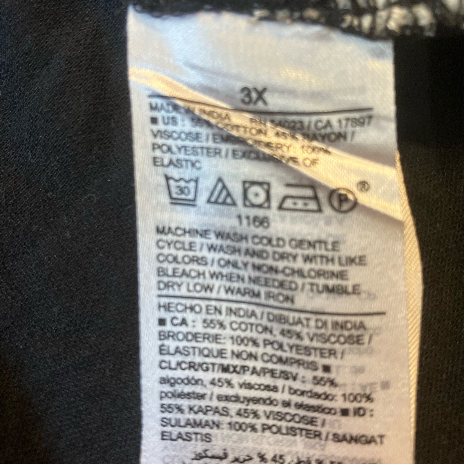 Old Navy Womens Flutter Sleeve Dress Size 3X Black White Embroidered Peasant