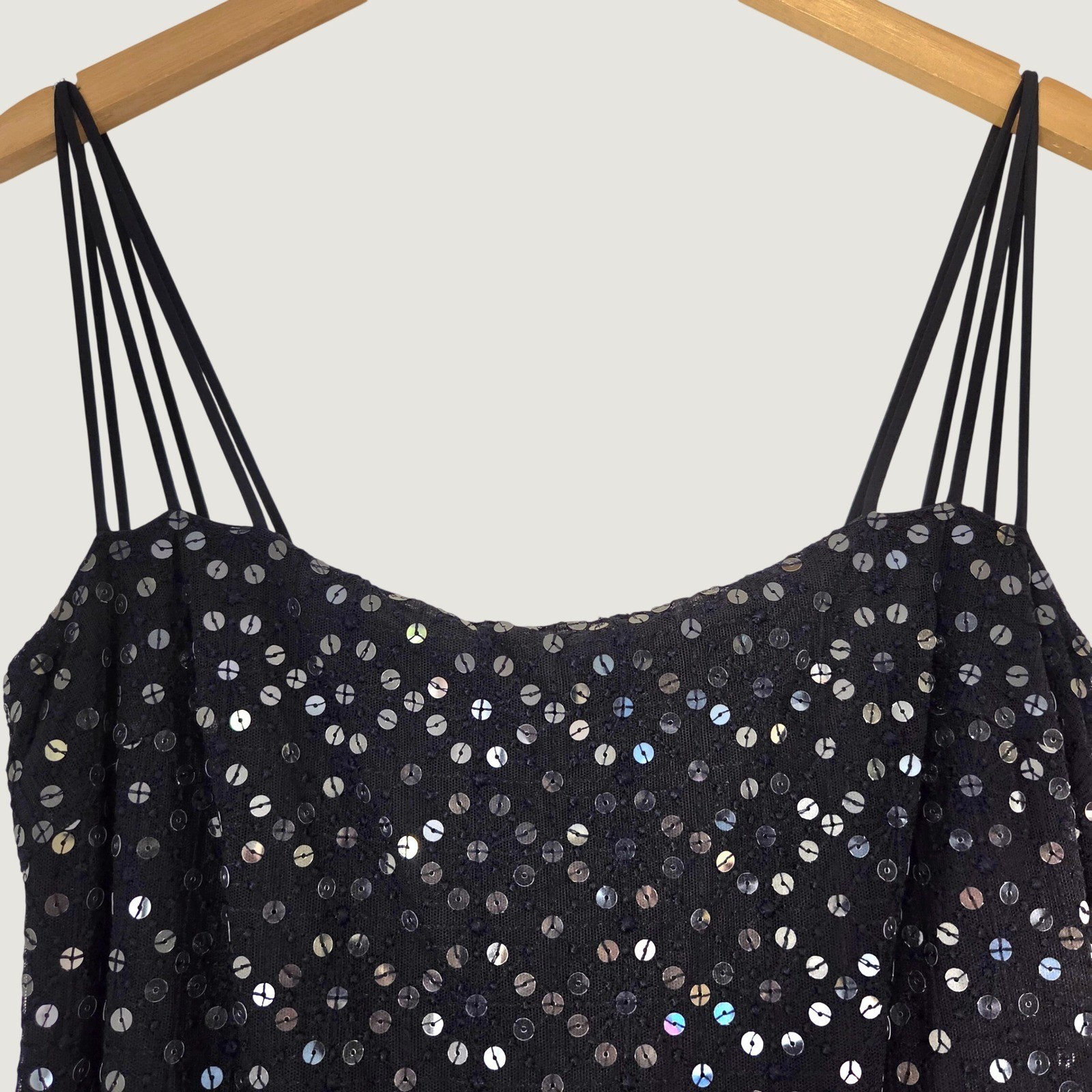 Escada Elements Navy Blue Sequin Cowl Neck Maxi Triple Strap Gown EU42 US10