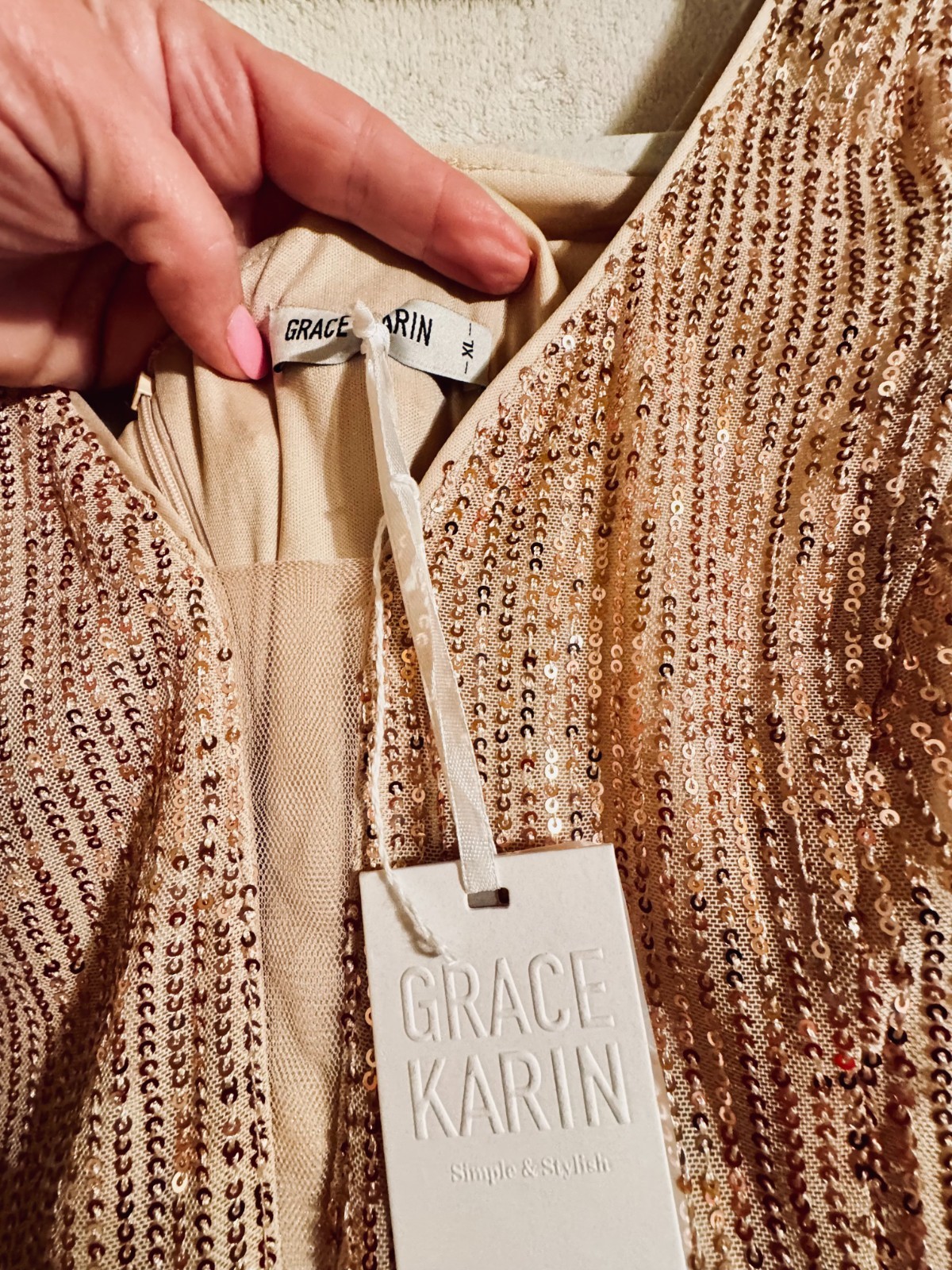 grace karin sequin dress with rouche