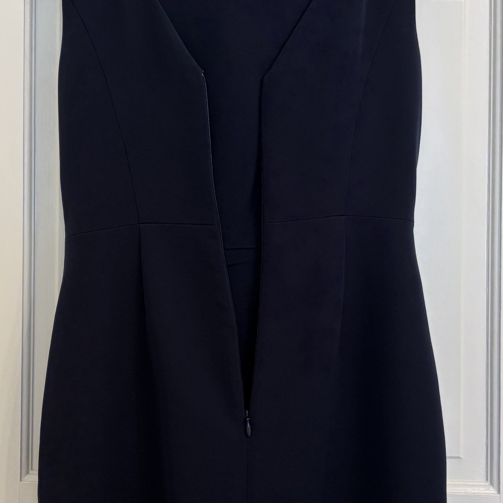 Eliza J Ruffle Front Gown Navy Blue Sleeveless Evening Dress Size 4 – Hemmed