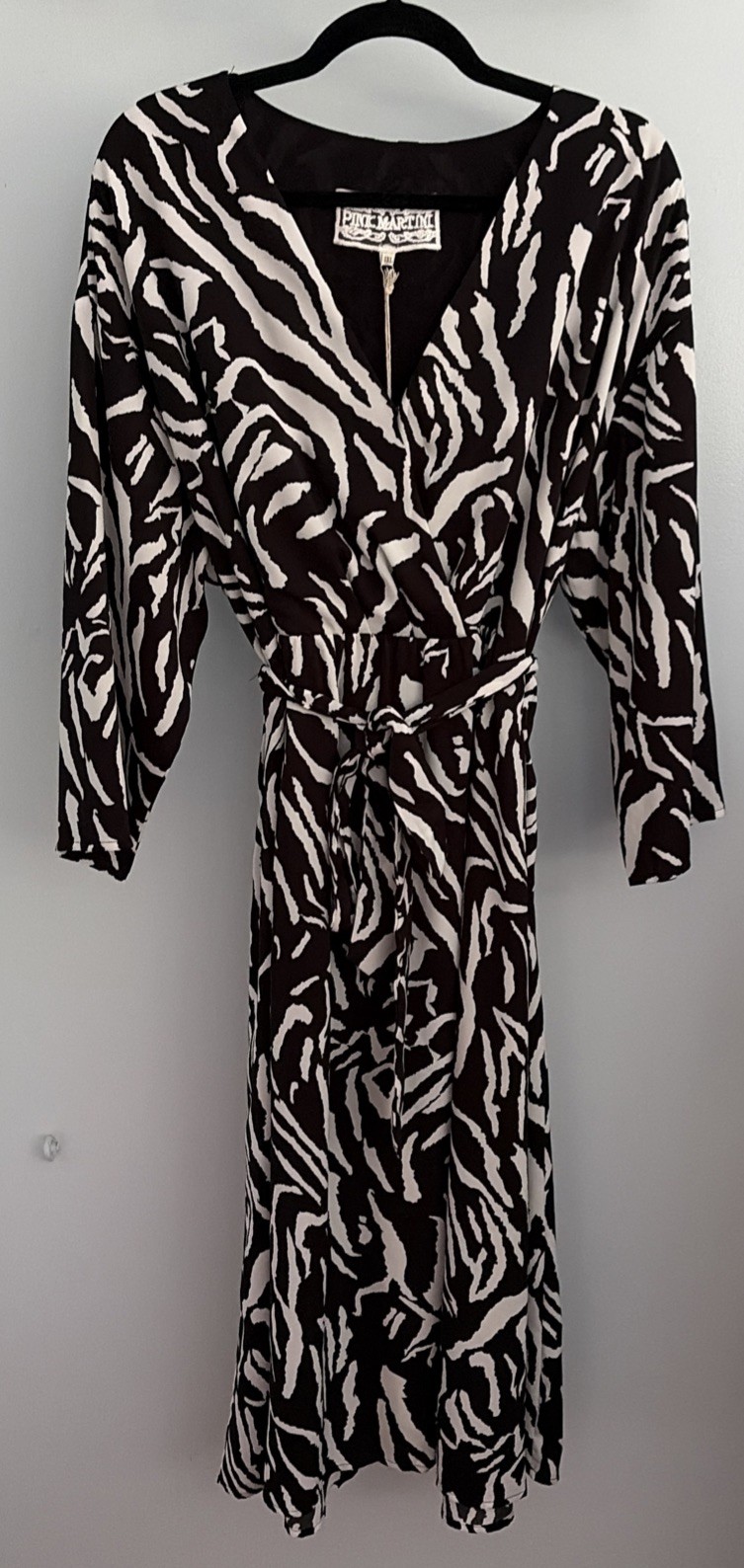 NWT $90 Pink Martini Plus Size 1XL Dress Zebra Print Black White “Diane” Belted