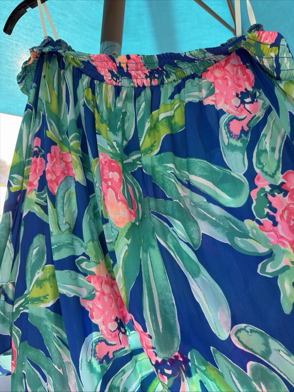 Lilly Pulitzer Tobyn Tunic Dress Womens XL Gypset Paradise Floral Off Shoulder
