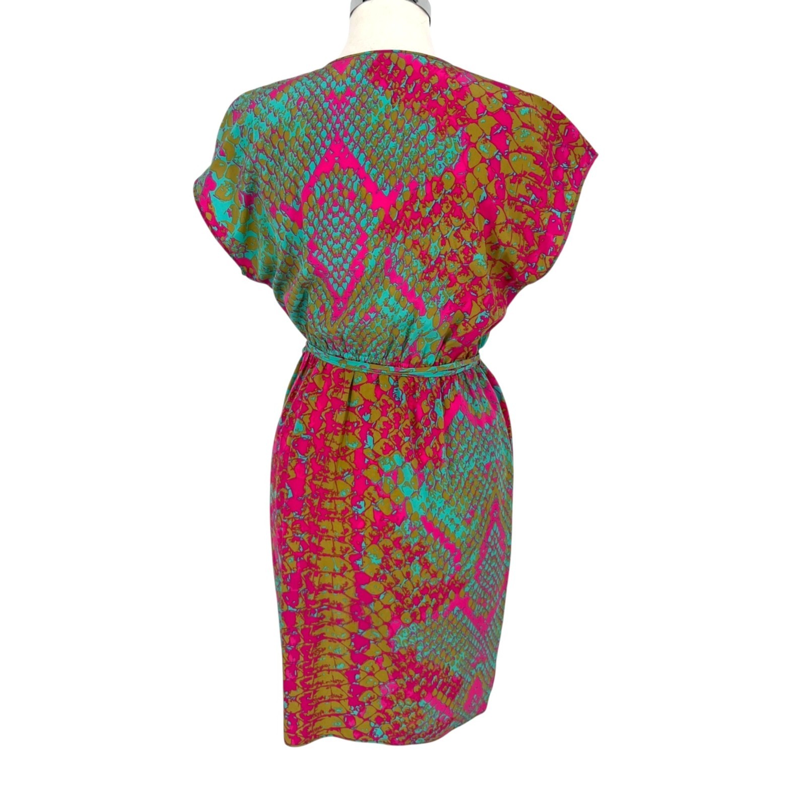 Presley Skye Snake Print Multicolor Silk Wrap Dress Knee Length Size Medium