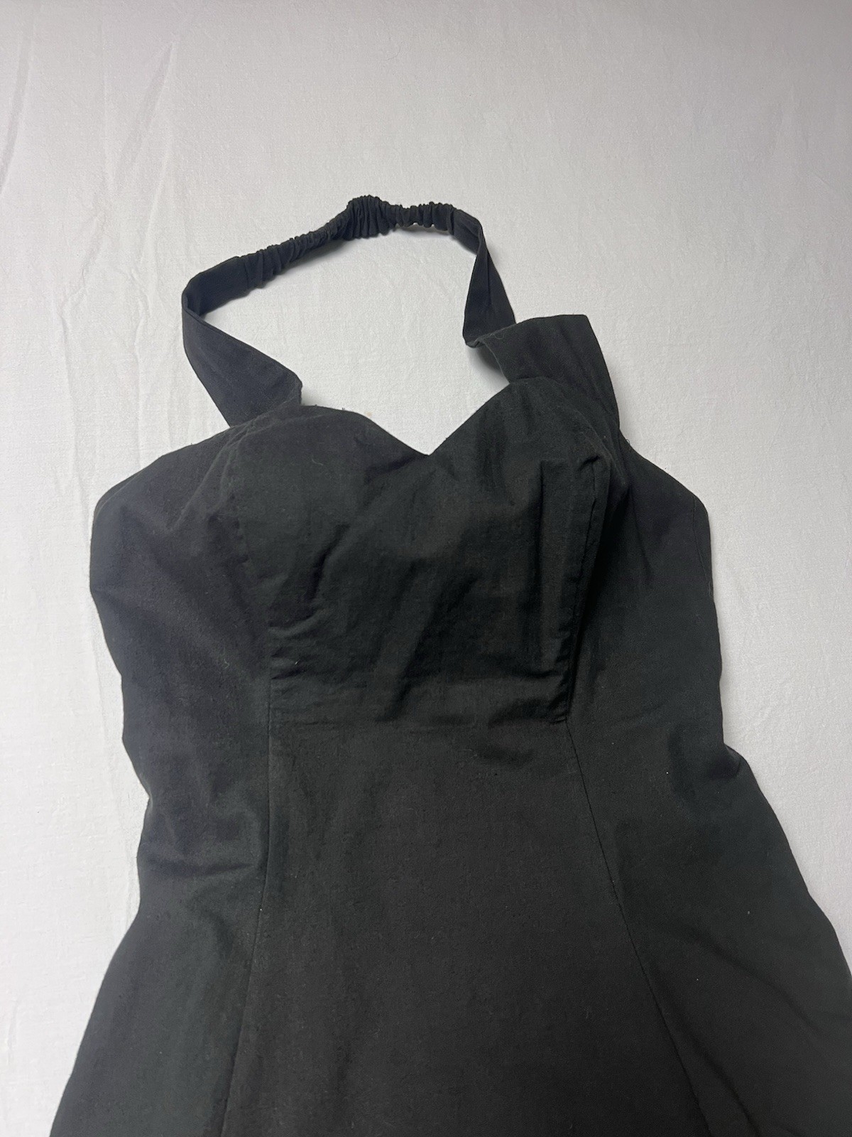 Vintage DBA LA Black Halter Dress Sweetheart Neck Pinup Cocktail Dance Party y2k
