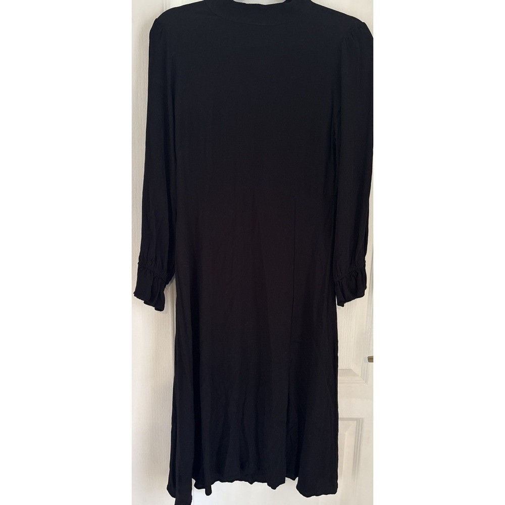 LOFT Dress Goth Simple Modern Minimalist Mock Neck Jersey Knit Black L/S Sz 8