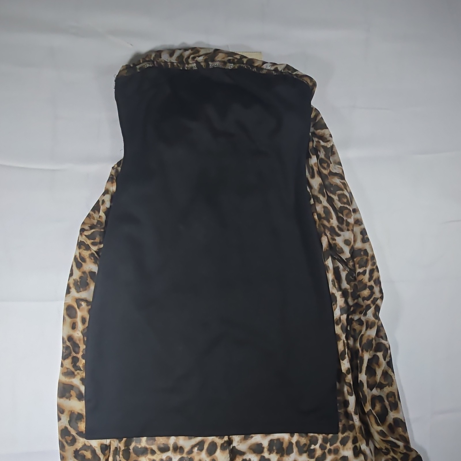 FOREVER 21 Strapless Hi-Low Leopard Print Chiffon Ruffle Dress Women S