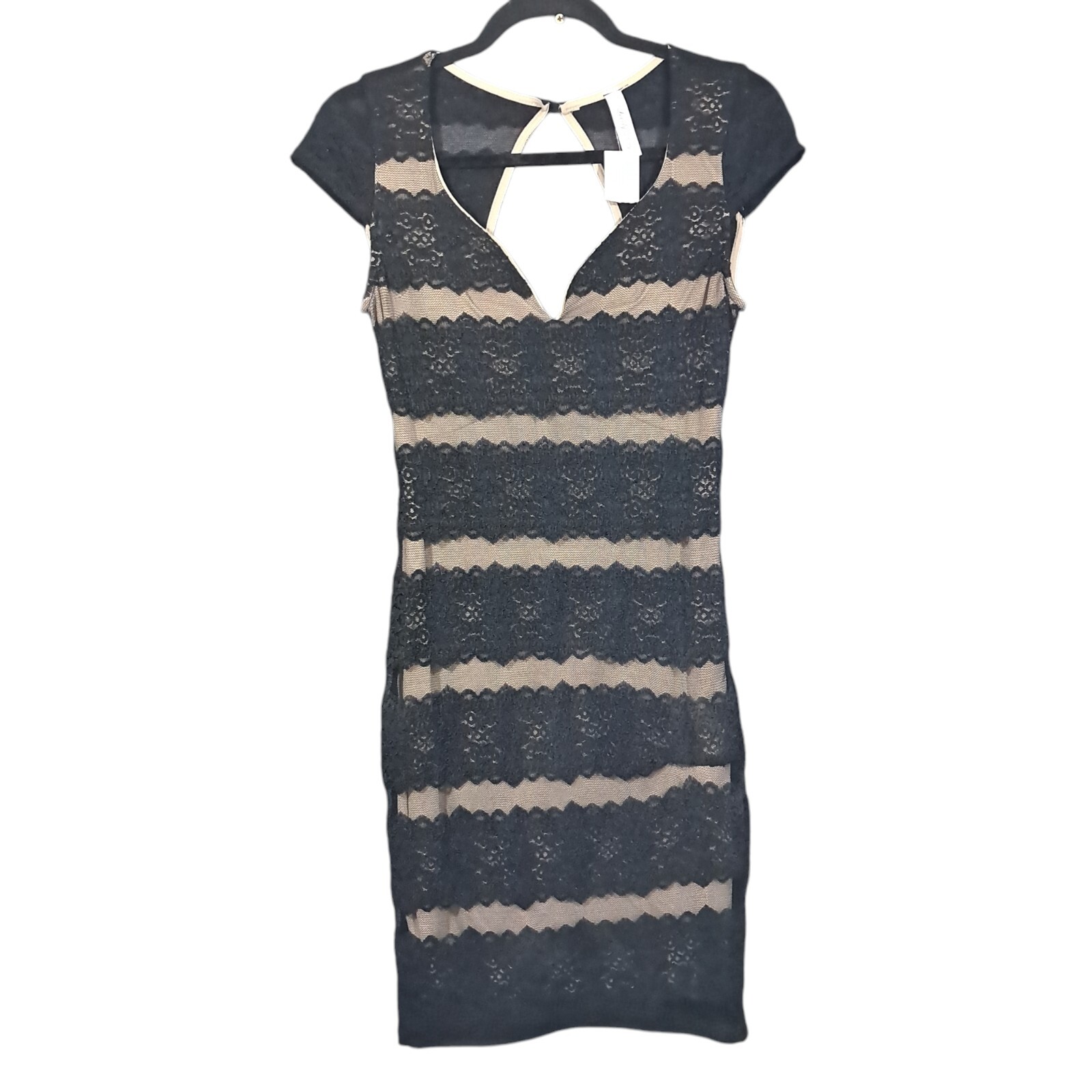 Lovely Day Mesh Lace Sexy Black Dress Stretch Open Back Bodycon Night Out