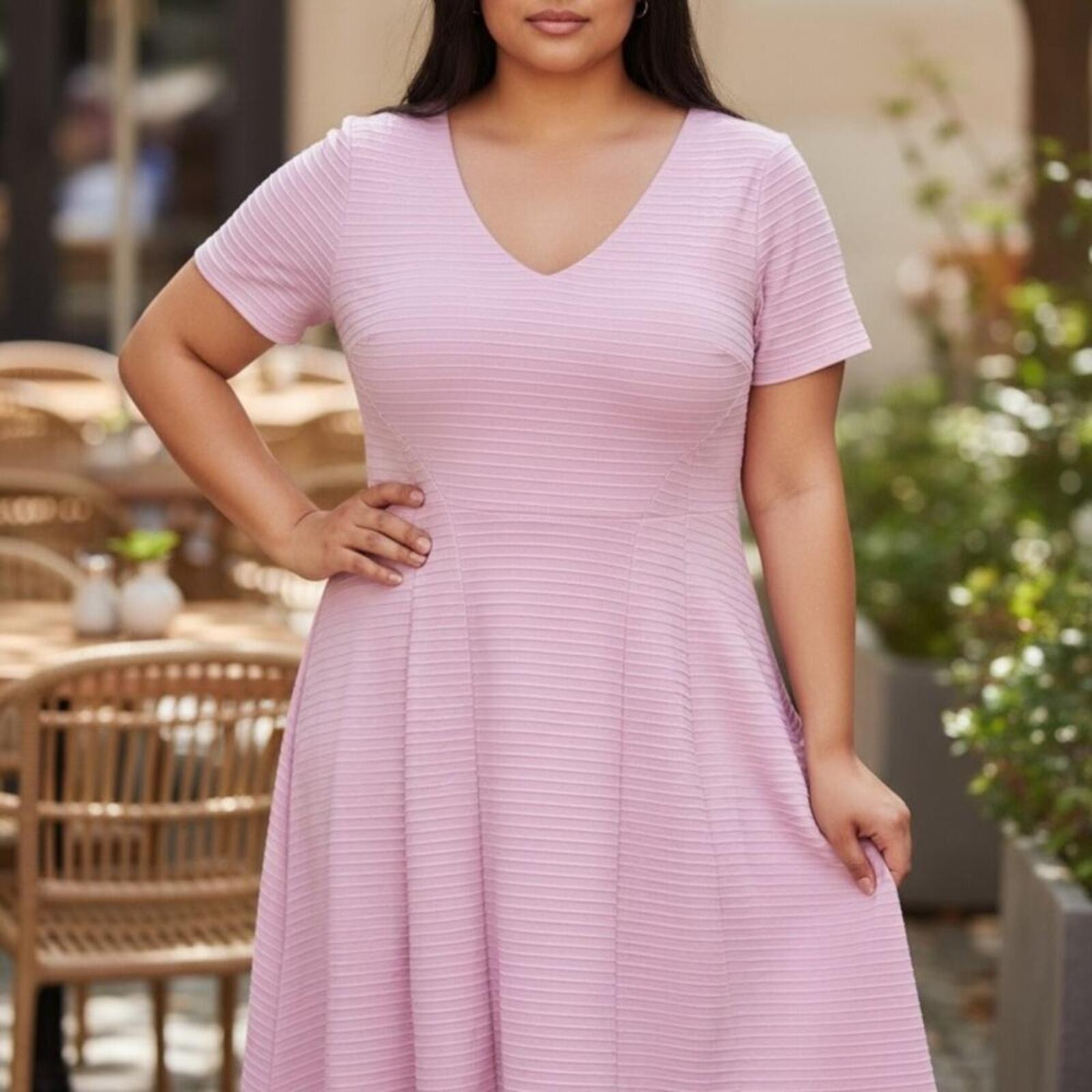Lane Bryant Lavender Textured Fit & Flare Dress Size 18/20