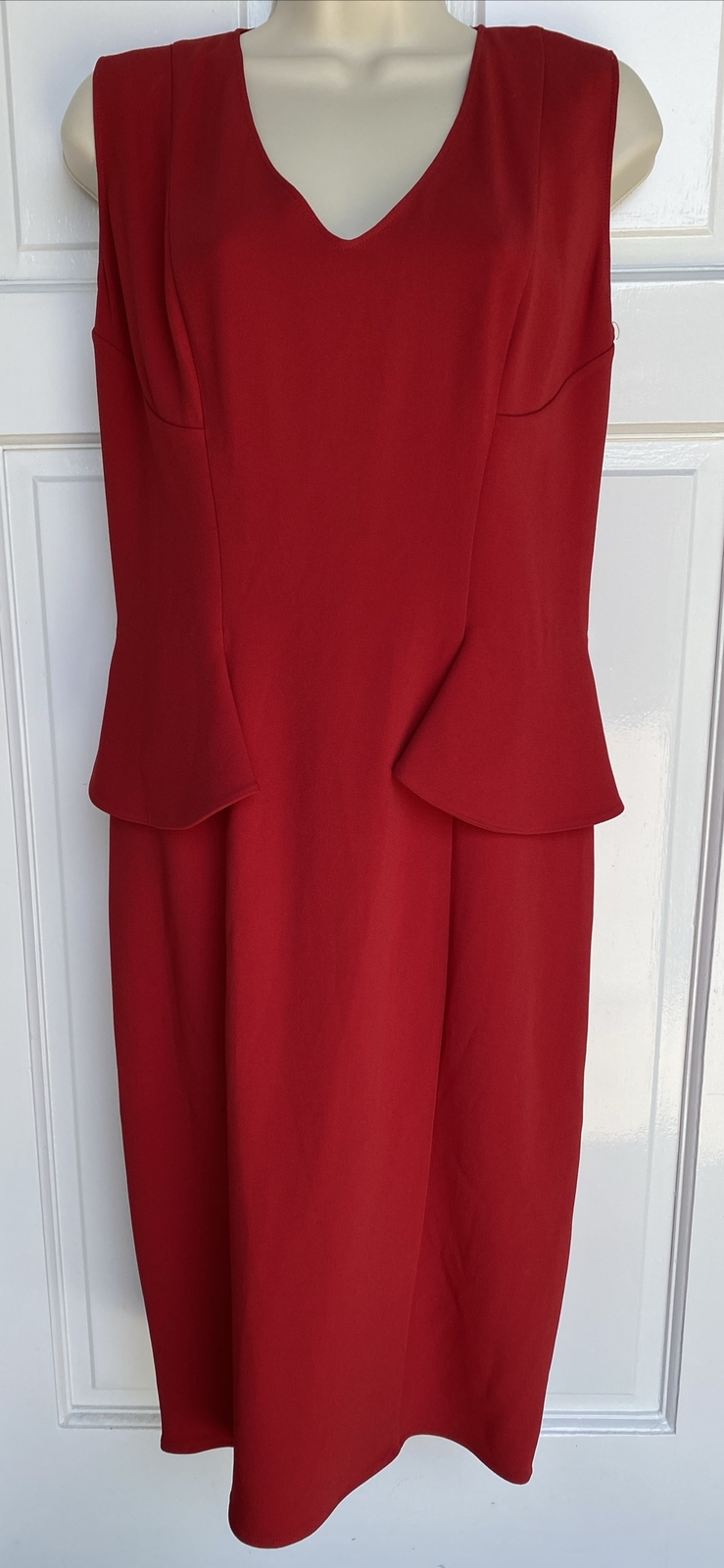 RealReal Ermanno Scervino Women’s V-Neck Red Peplum Dress M IT 42/44 US 6/8