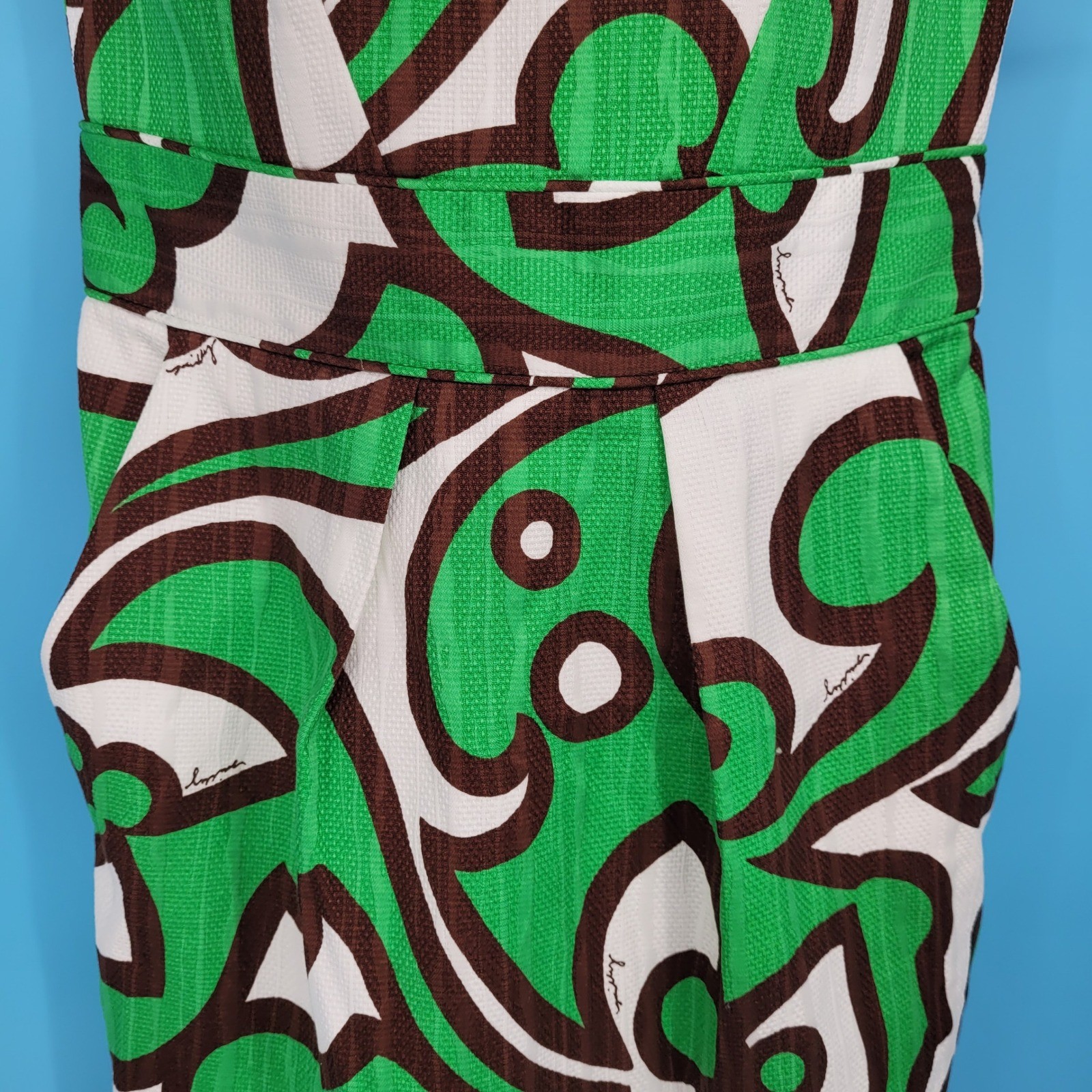 Milly Strapless Abstract Leaf Print Sheath Dress Women Size 4 Green Brown NWT