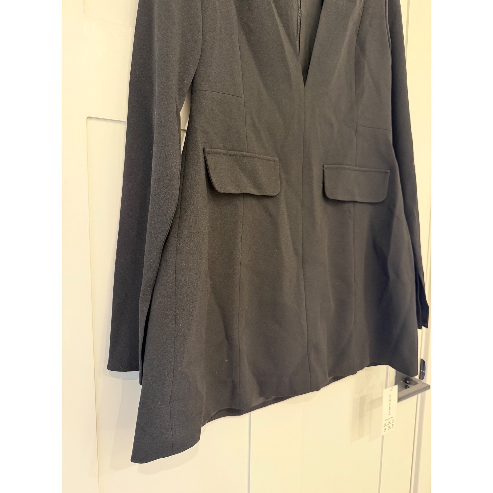 LuFeng Womens Black Deep V-Neck Blazer Dress Long Sleeve Size L NWT