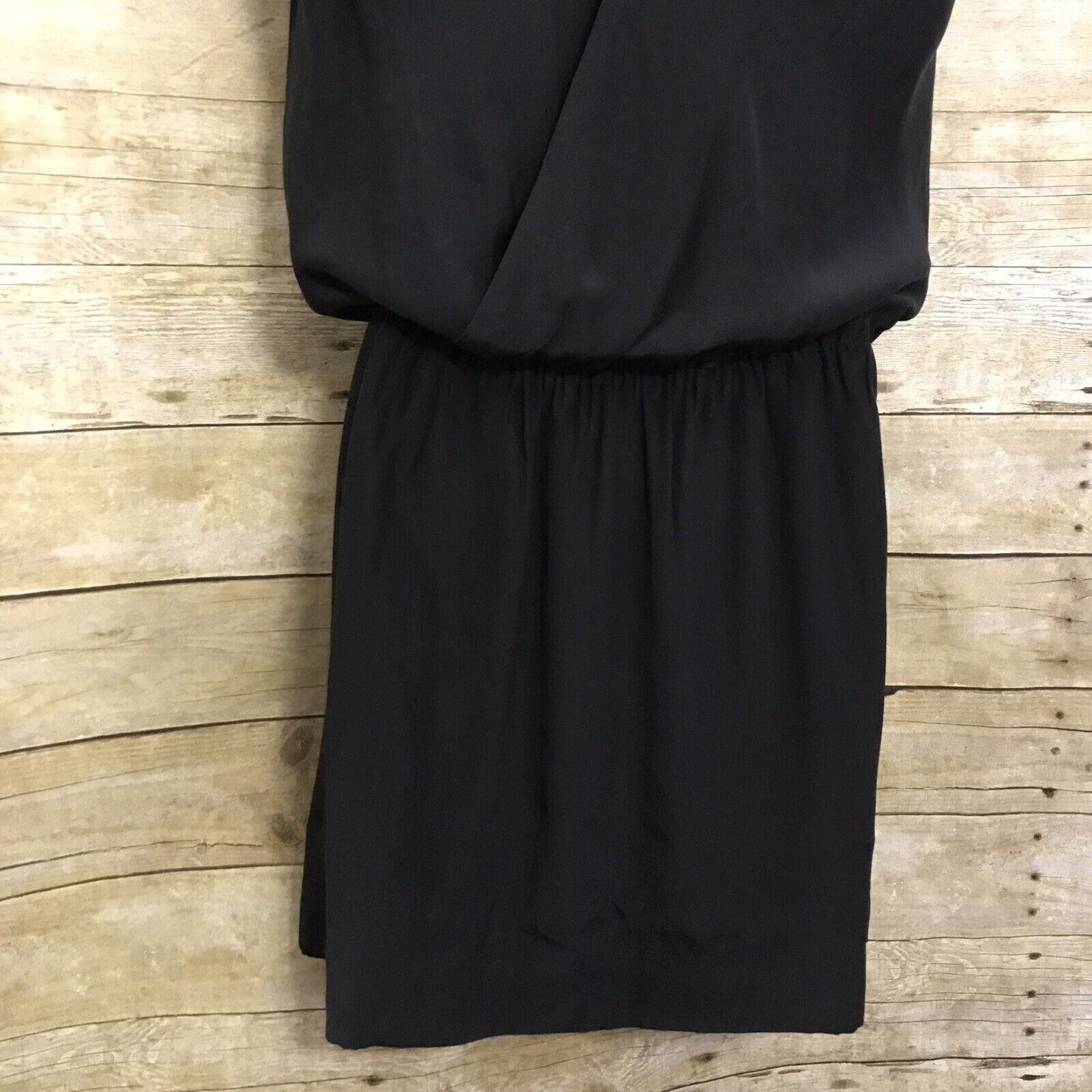 Banana Republic Monogram Collection Size 2 Black Dress Beaded Draped Neck NWT