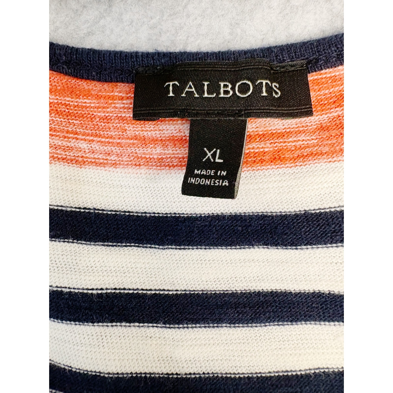 Talbots Dress Womens Extra Large Blue White Orange Striped Maxi Tasseled Beachy