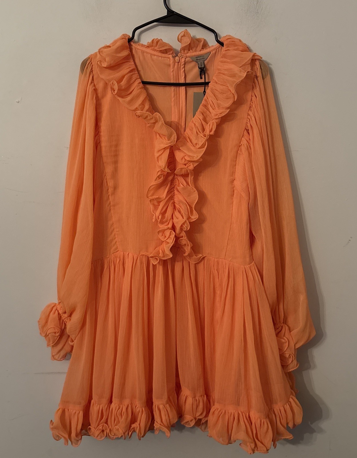 River Island Coral Ruffle Floaty Summer Fairycore Dress. Size 14. New with Tags