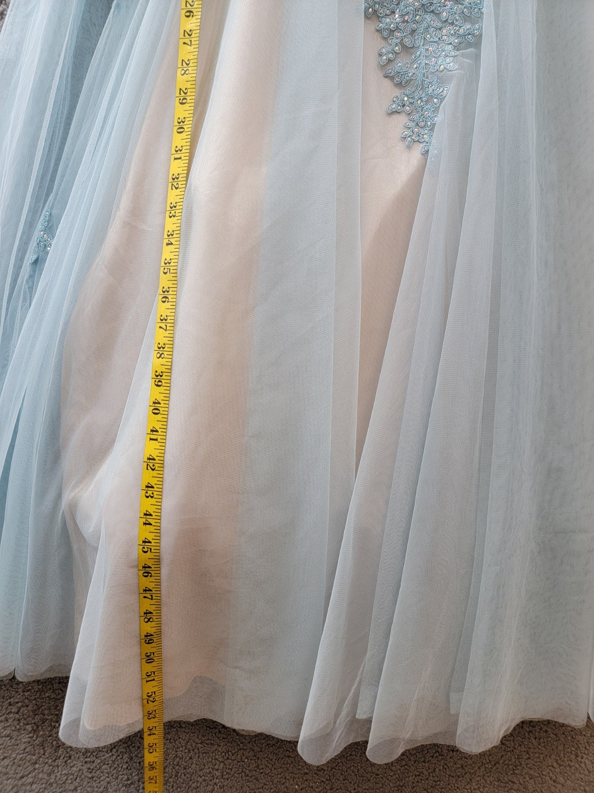 Say Yes Trendy Plus Size Strapless Embellished Gown 14W Pale Sky/Soft Peach