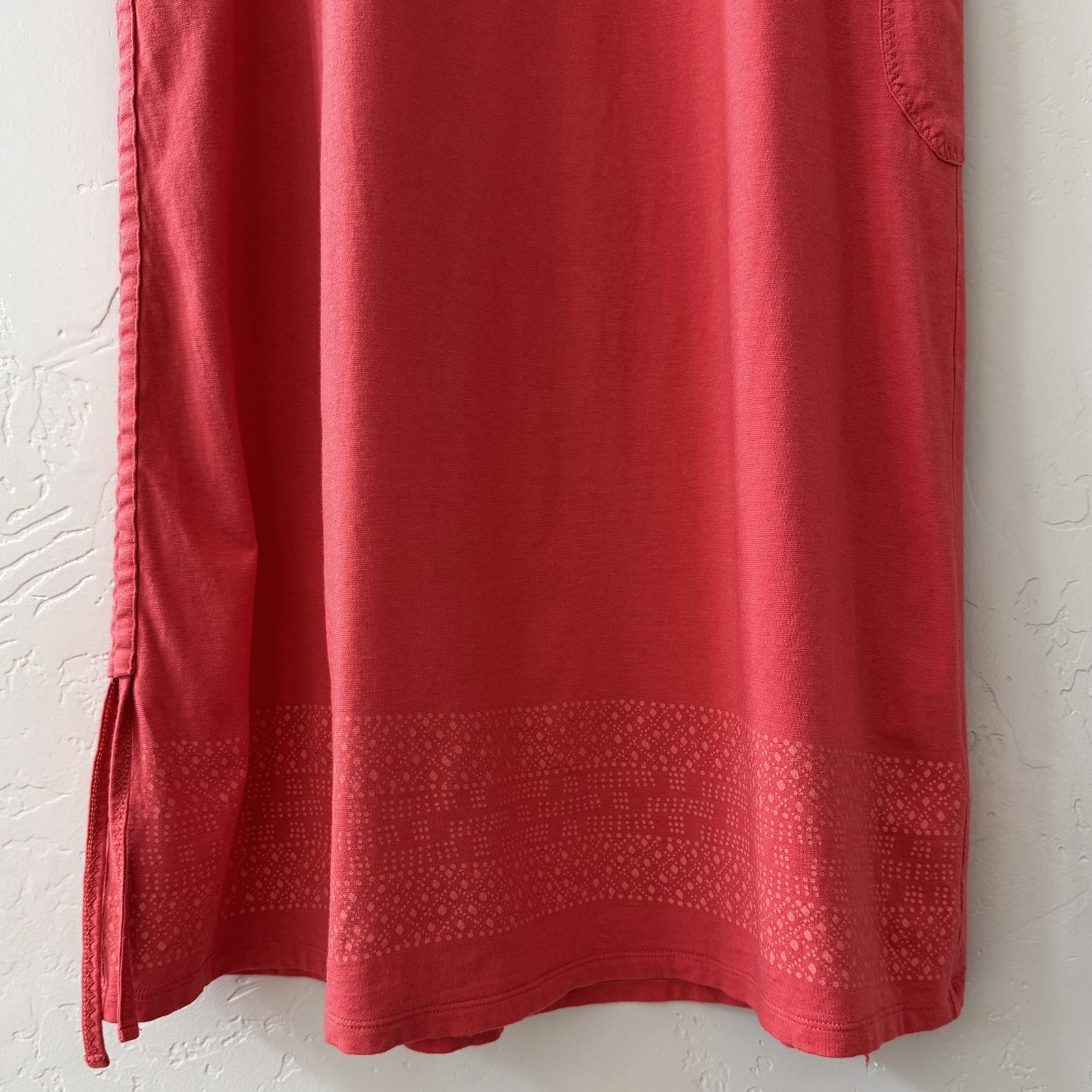 Toad & Co Muse Coral Midi Dress Womens Size M Organic Cotton Modal Ruched Casual