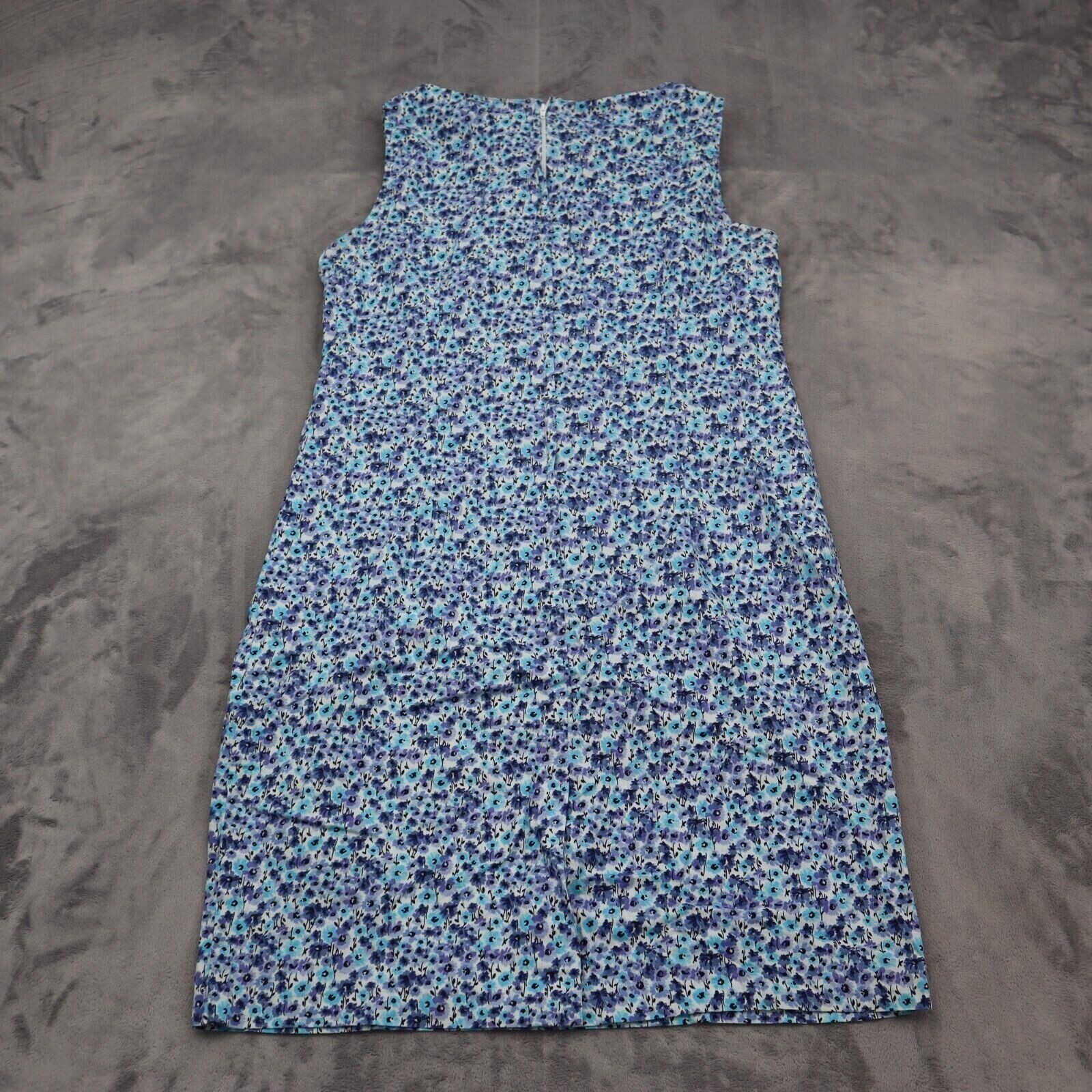 Betsy Lauren Dress Womens 12P Blue Petite Sleeveless Boat Neck Zip Mini Dress