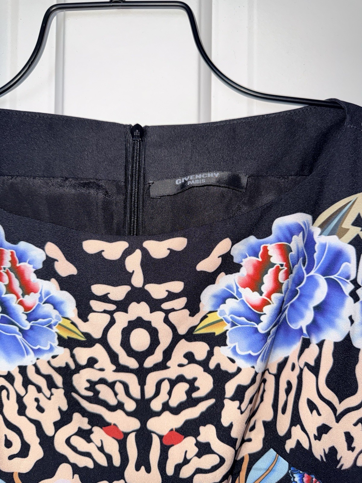 Givenchy Multicolor Floral A-Line Knee Length Dress Boat Neck Short Sleeve Zip M