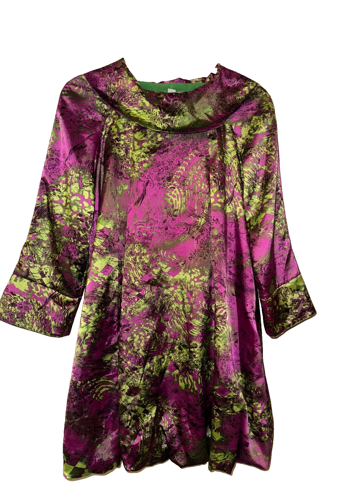 Chloe Silk Swing Dramatic High Collar and a Striking Mini Dress SZ 40