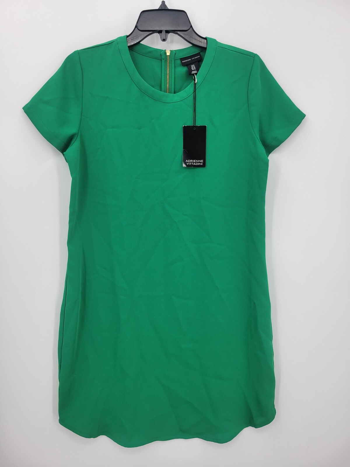 Adrienne Vittadini Dress Womens 8 Kelly Green Short Sleeve Round Hem Y2K Retro