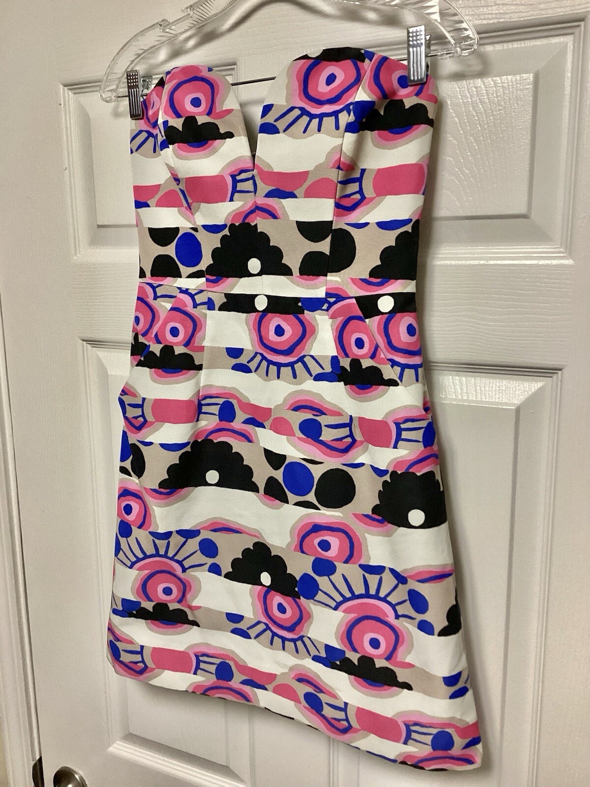 NWT $525 Milly Pink Multi Stripe Strapless Dress Size 2 Stunning 💛