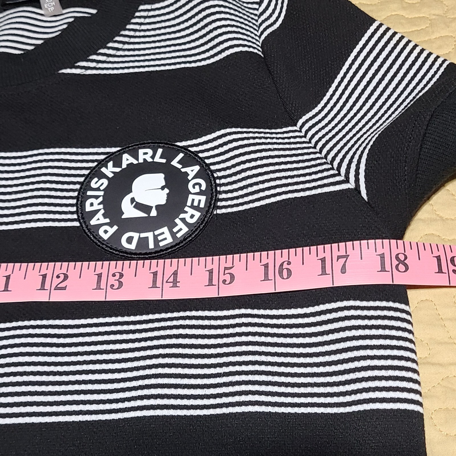 NWT Karl Lagerfeld Paris size xs Striped T-shirt Dress Pocket Zipper logo patch
