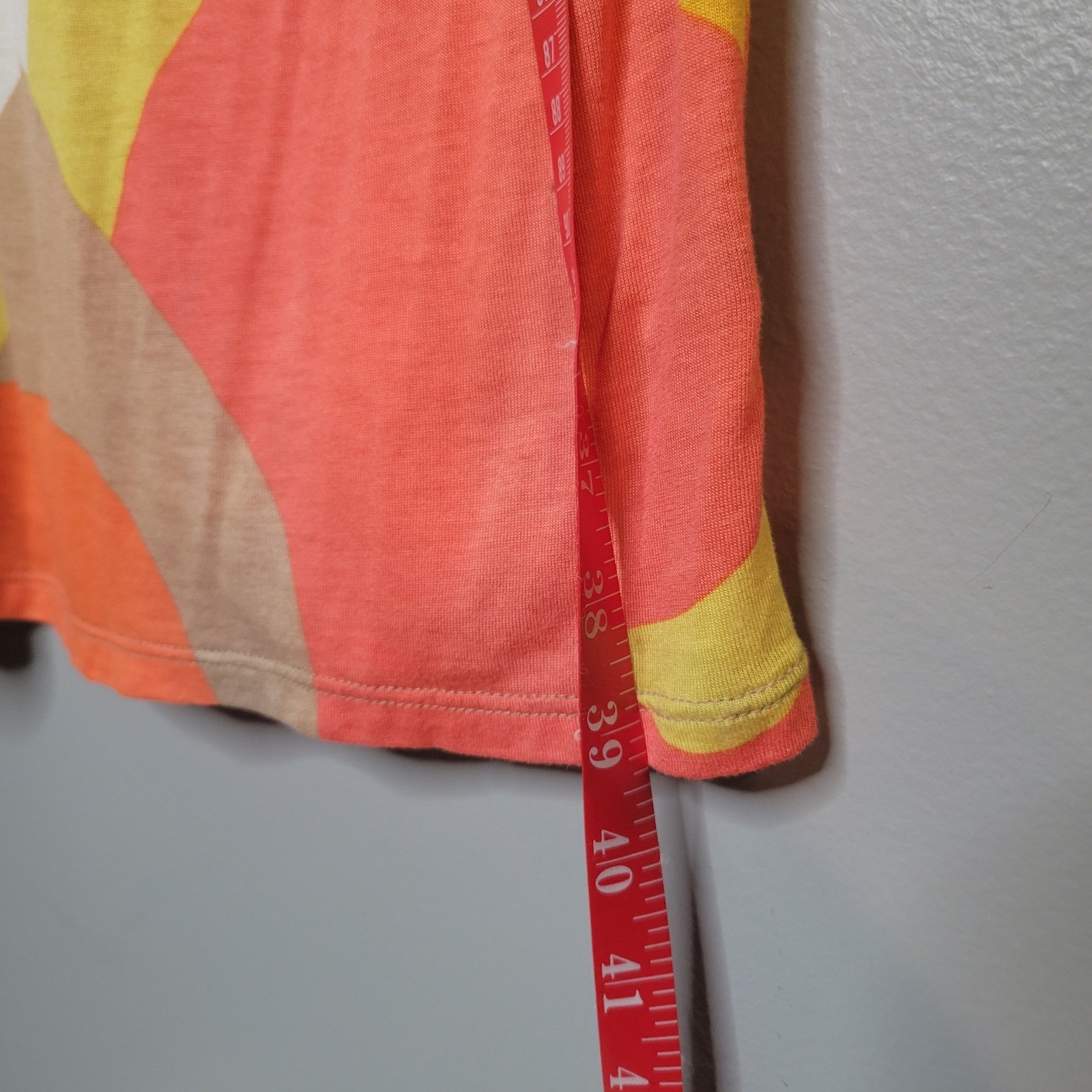 Mossimo Abstract Geometric Shift Dress Size L Orange Yellow Tan Retro Mod Funky