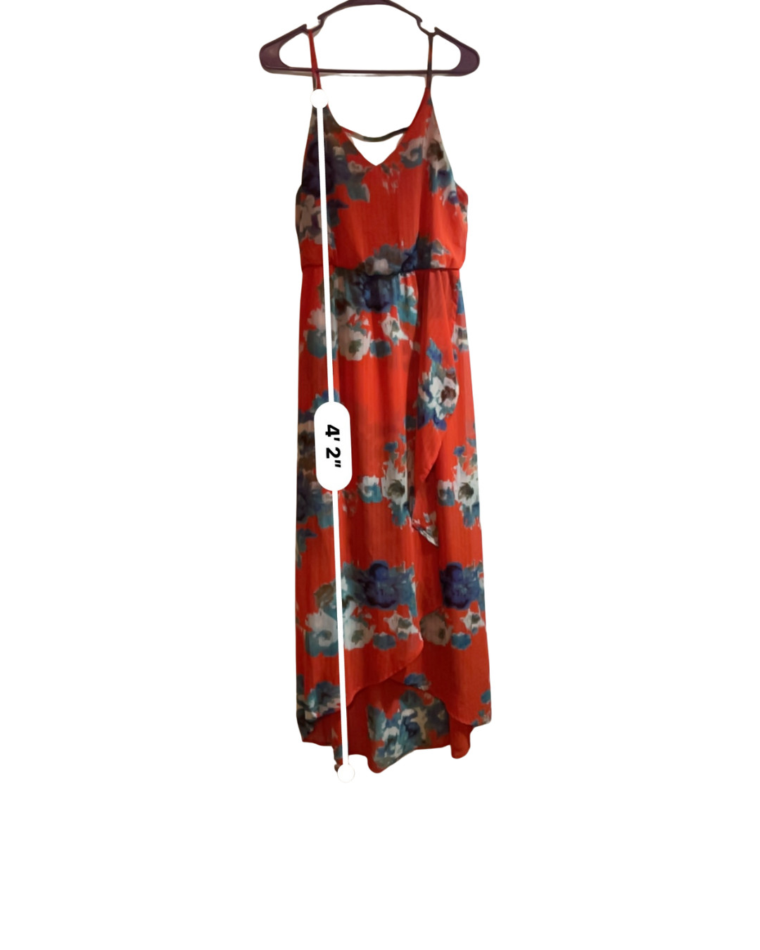 Sienna Sky Women’s Floral High-Low Maxi Dress Size Large Red Blue Sleeveless Boh