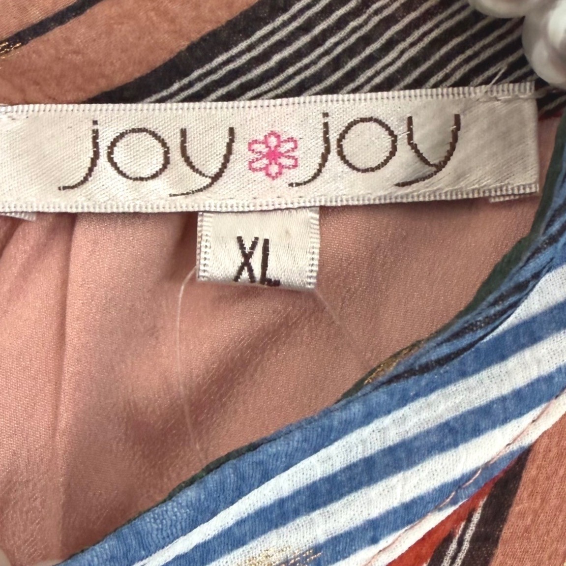 Joy Joy Adele XL Multi Striped Patchwork Tiered Maxi Dress Mock Neck Indie