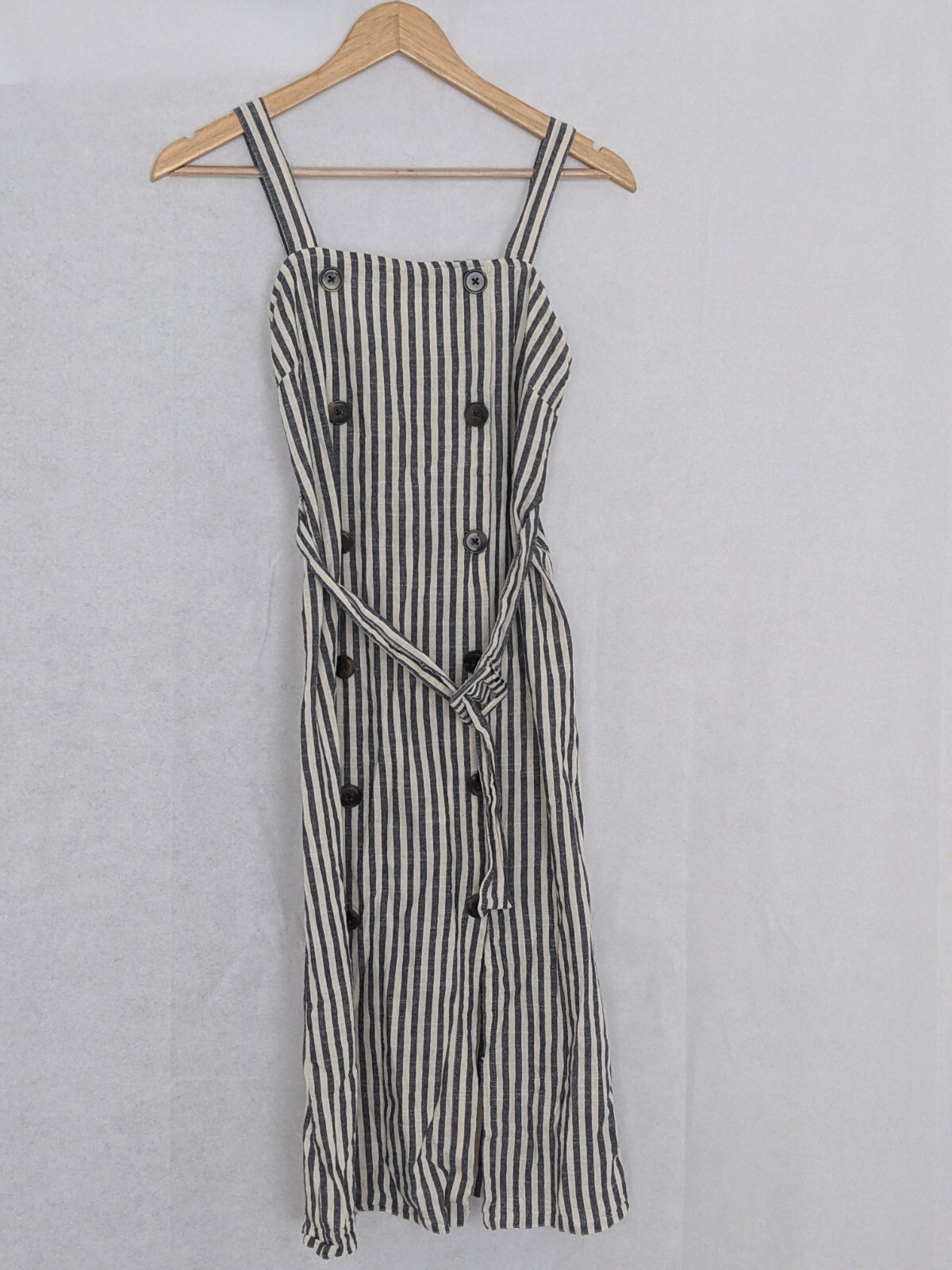Primark High Waist Double Breasted Belted Striped Dress Size Small 10