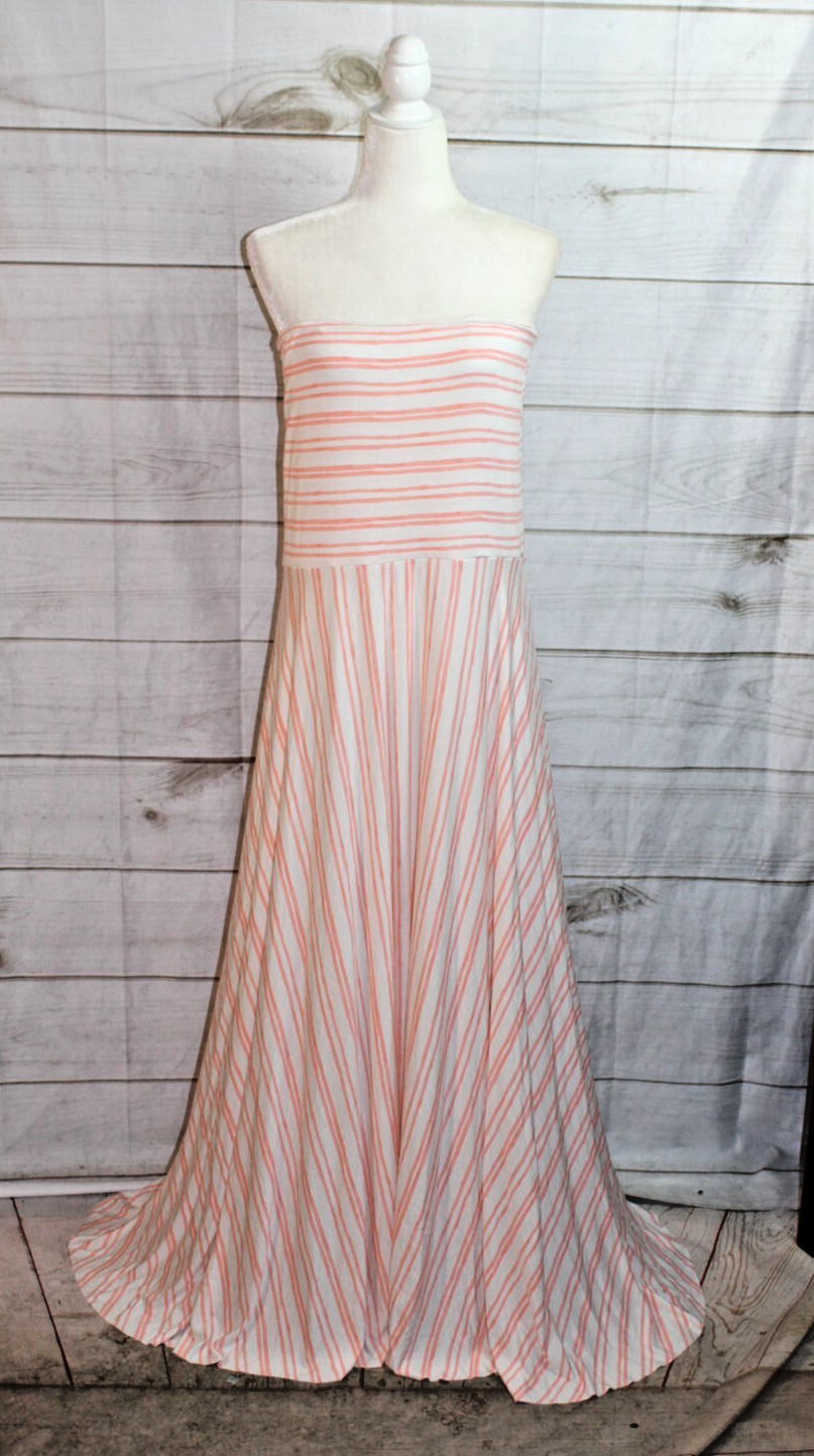 Victoria’s Secret Tube Top Maxi Dress / FoldOver Maxi Skirt ~ Peach/White ~ XL