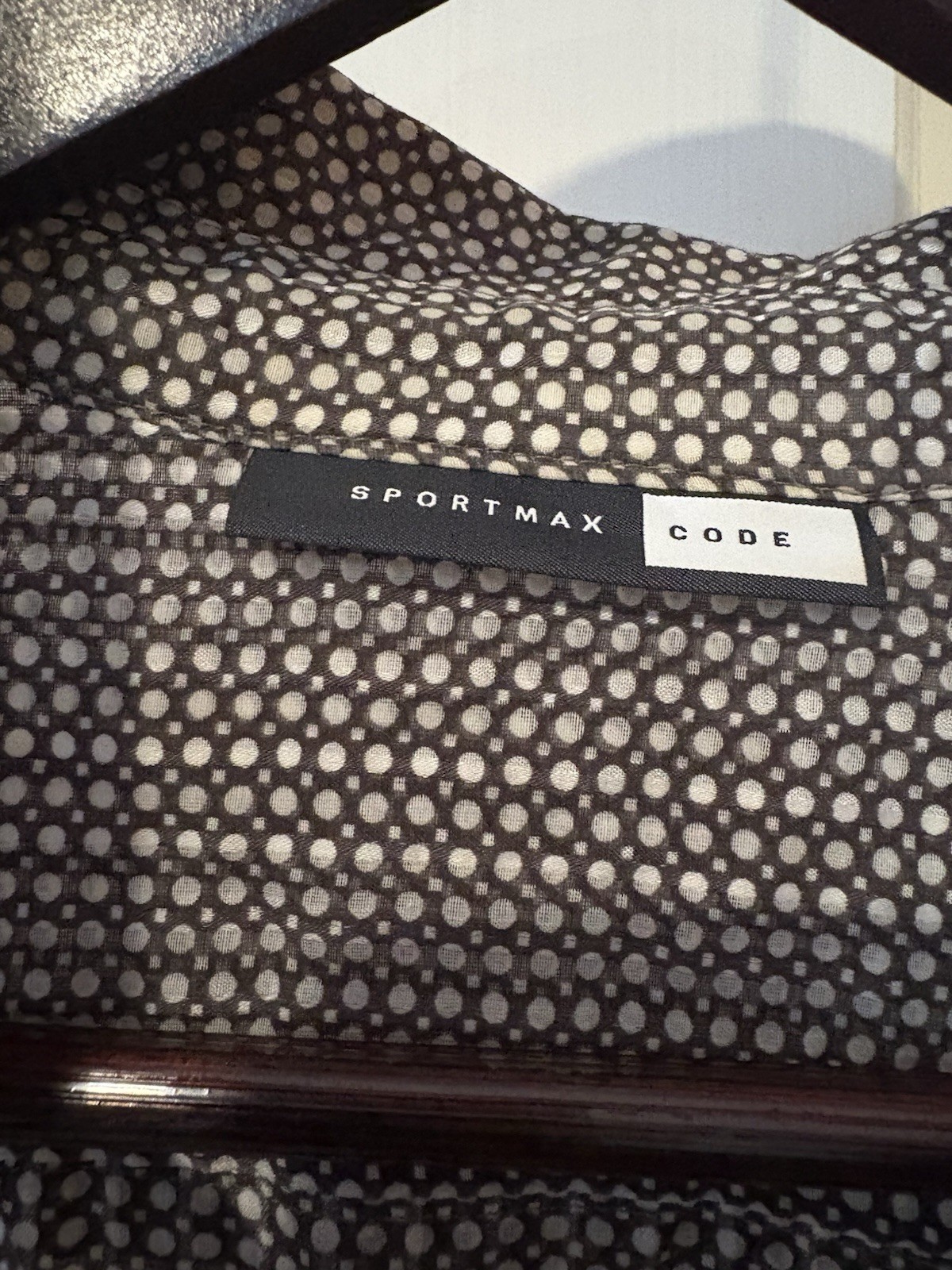 Sportmax Code Max Mara Brown & White Dot Mini Shirt Dress Cotton XS S EUC