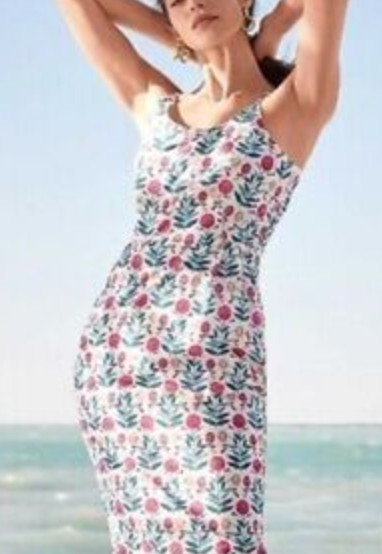 NEW ANN TAYLOR WHITE FLORAL PRINT PETITE SCOOP NECK SHEATH DRESS SZ 00P 00