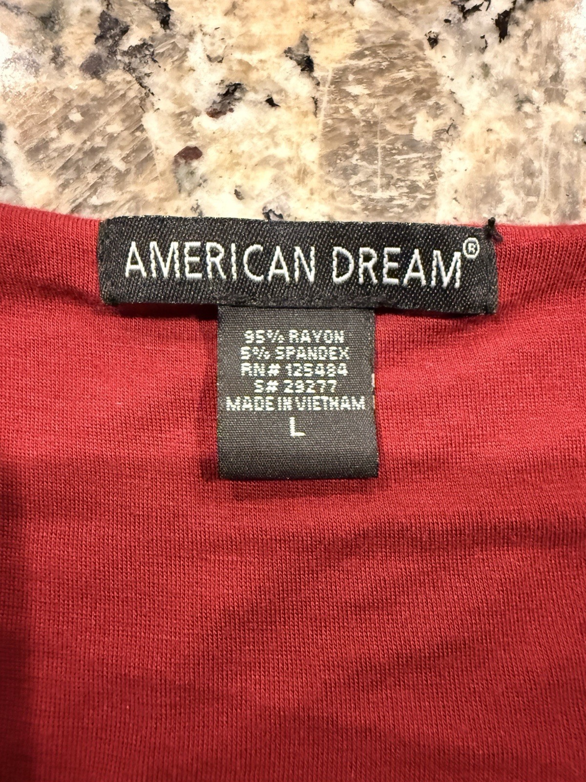 American Dream Red Solid Ruched Jersey Scoop Neck 3/4 Sleeve Bodycon Dress L