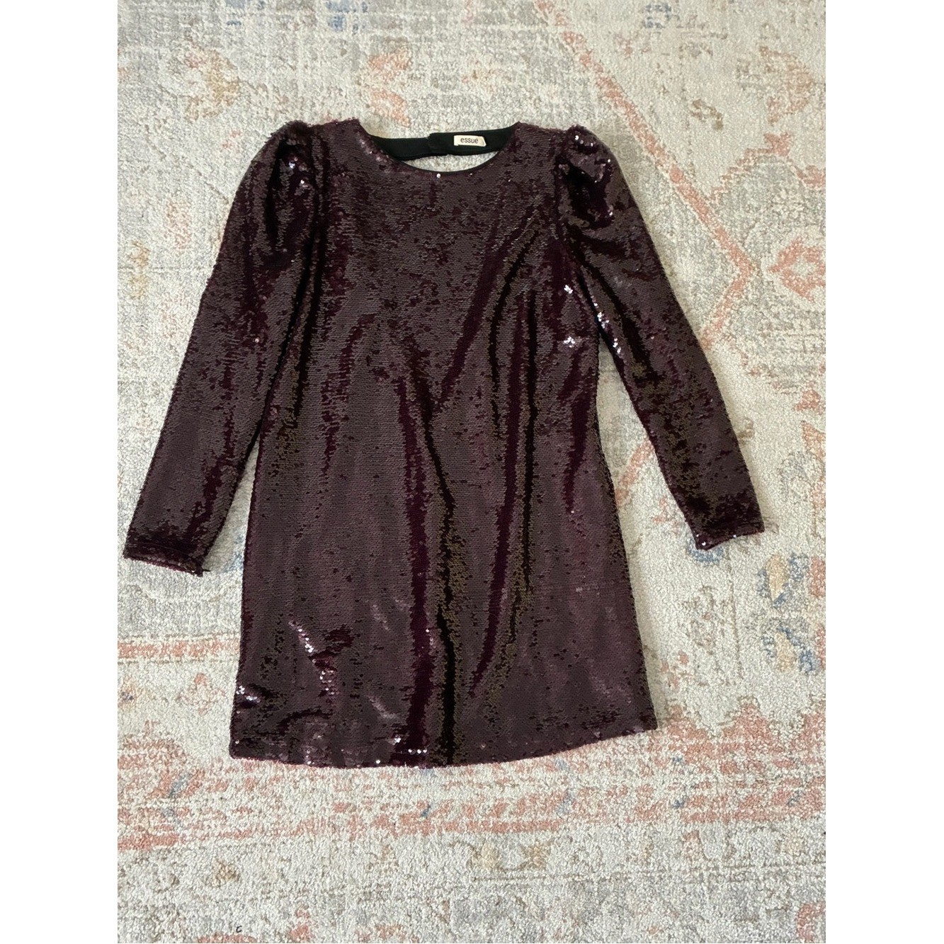 Essue Sequin Long Sleeve Party Dress – Dark Plum-Sz M