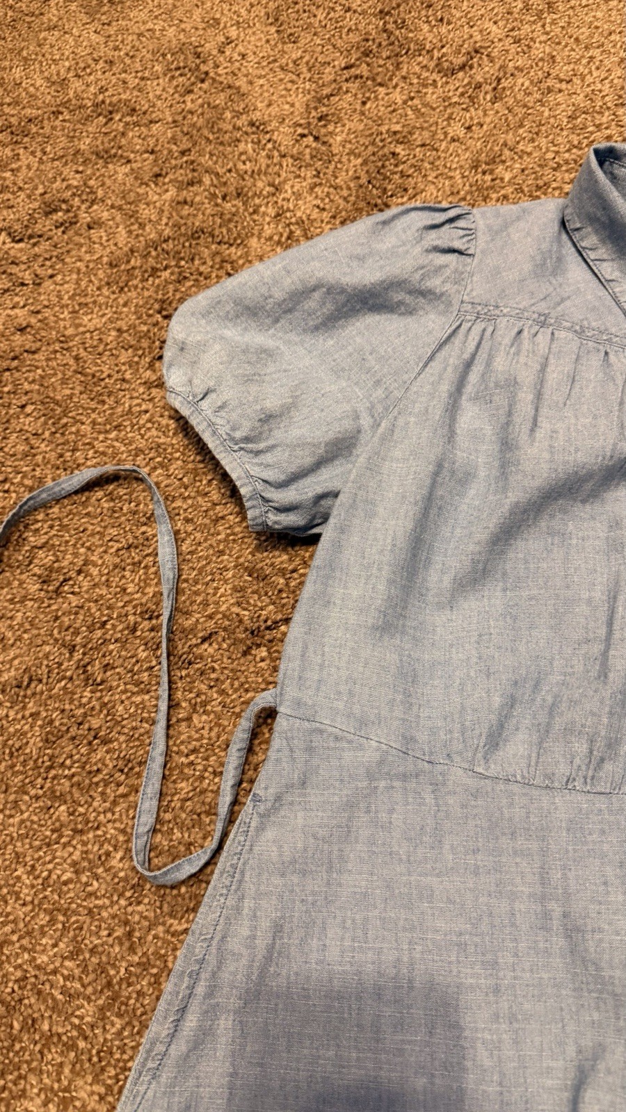 Levi’s M Blue Chambray Shirt Dress Collared Button Front Puff Short Sleeve