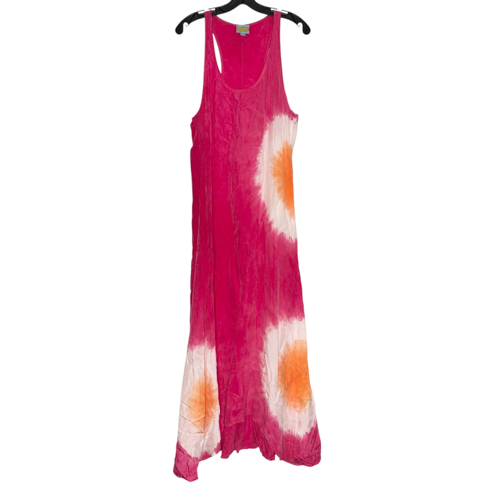 C&C California Pink Tie Dye Maxi Sundress Boho Festival Beach Tropical Resort L