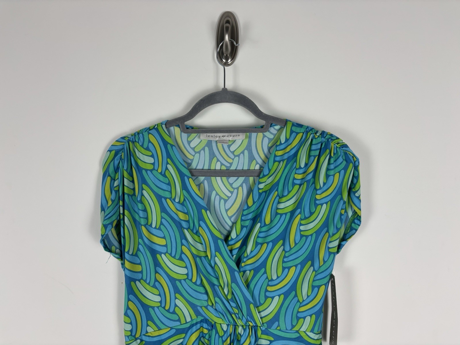 Nwt Lesley Evers Sadie Aqua Braid Dress Size Medium Blue Green Jersey Knit Retro