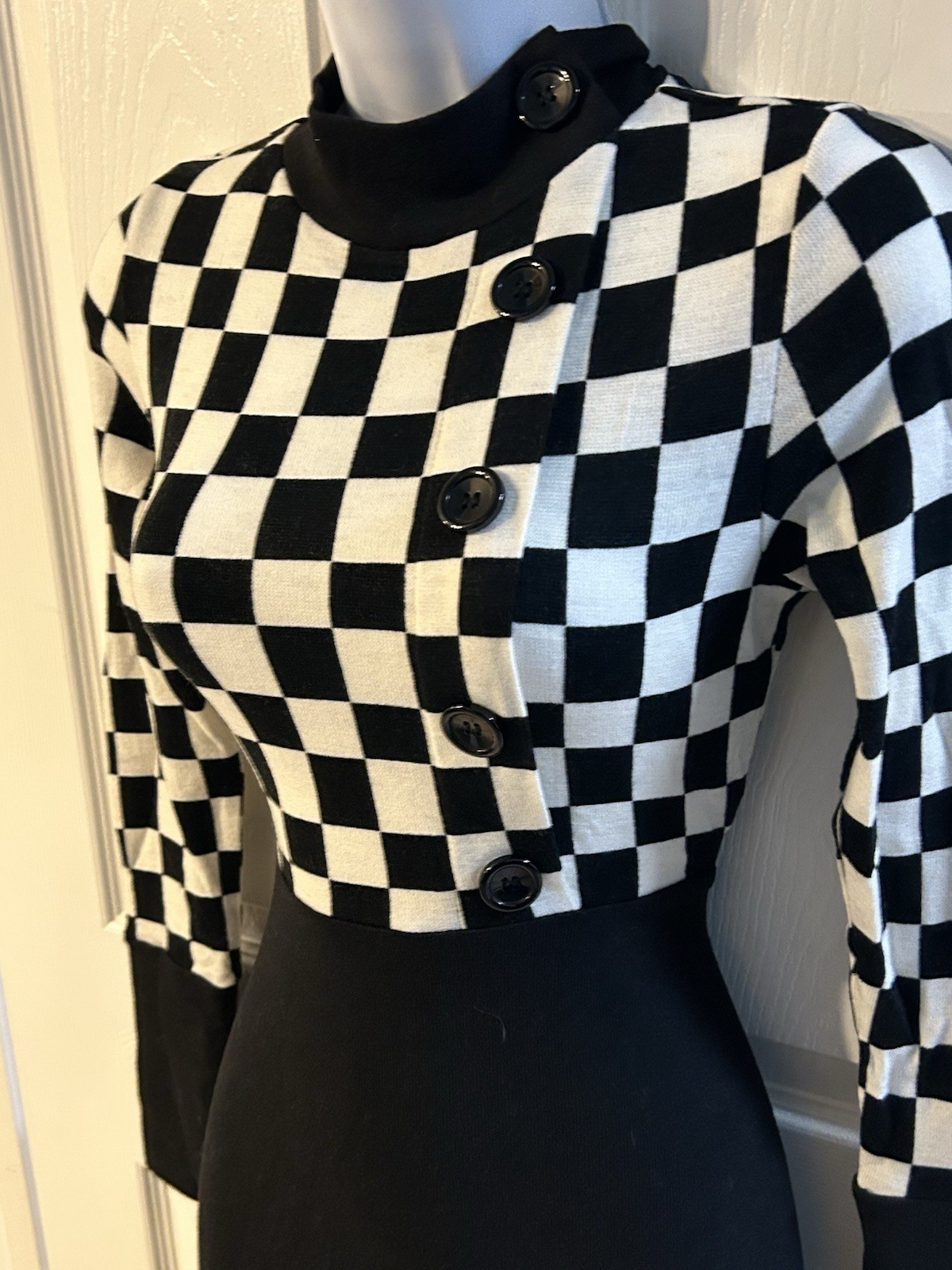 NEW Voodoo Vixen Checkered Retro Mod 60s Knit Dress Funky Small Pinup Punk