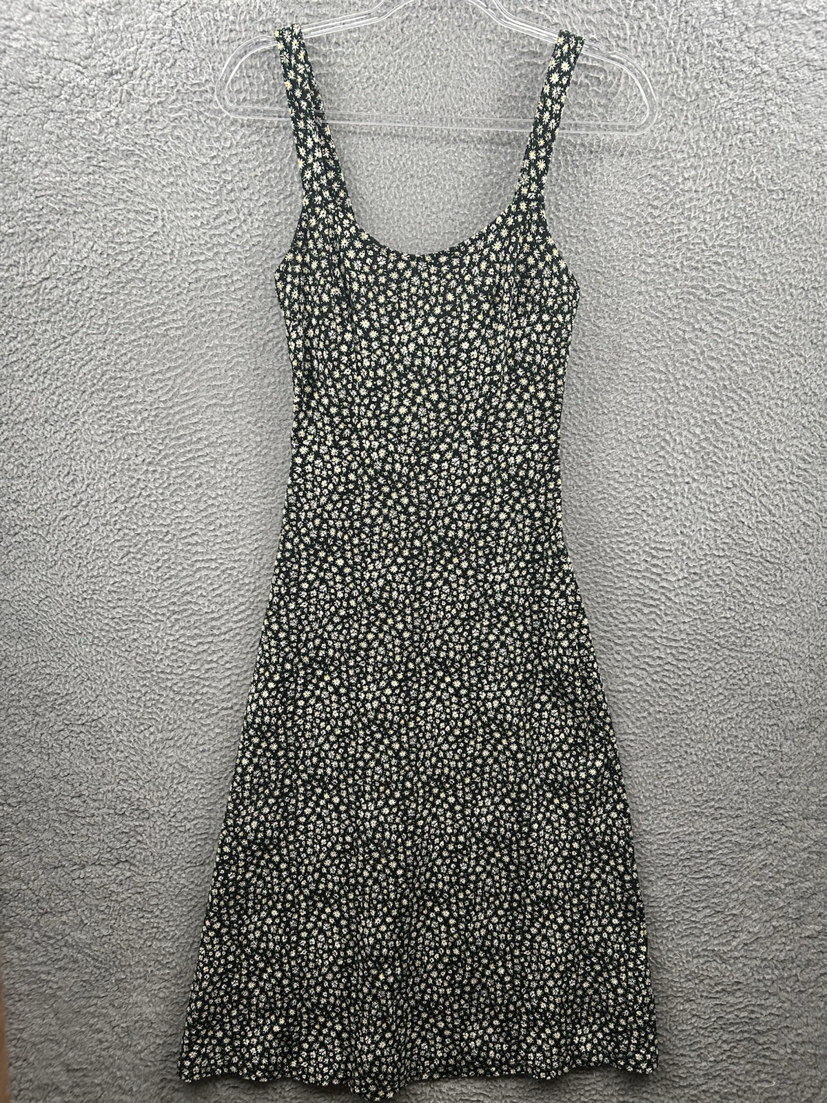 Free People Dress Womens XS Black Yellow Green White Floral Cottage Boho Midi