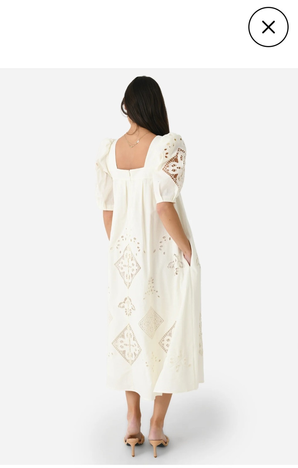 Hunter Bell Waverly White Eyelet Embroidered Square Neck Midi Dress XS