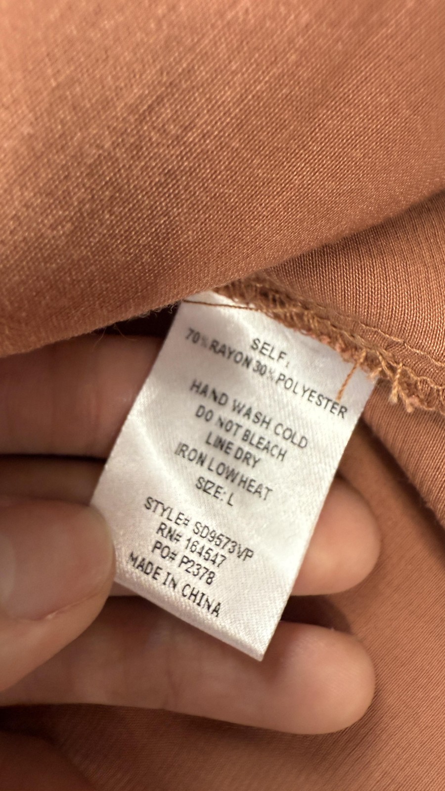 Flawless Dress Womens Large Brown Button Front Collared 3/4 Sleeve Rayon Blend
