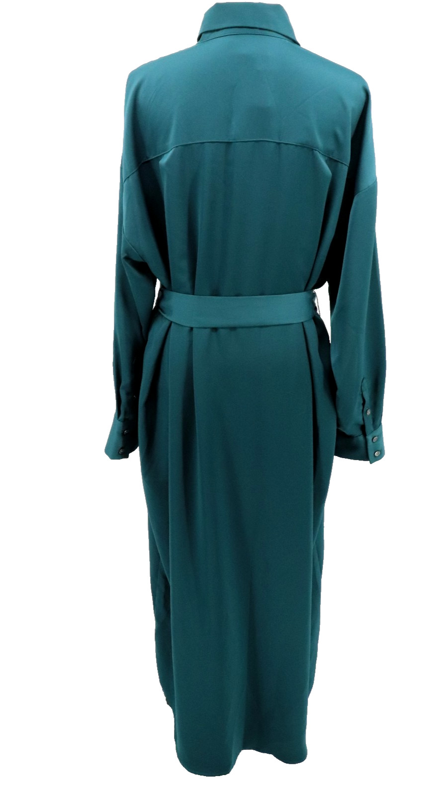Banana Republic Maxi Button Shirt Dress Sz XL Green Sateen Belt Long Sleeve New