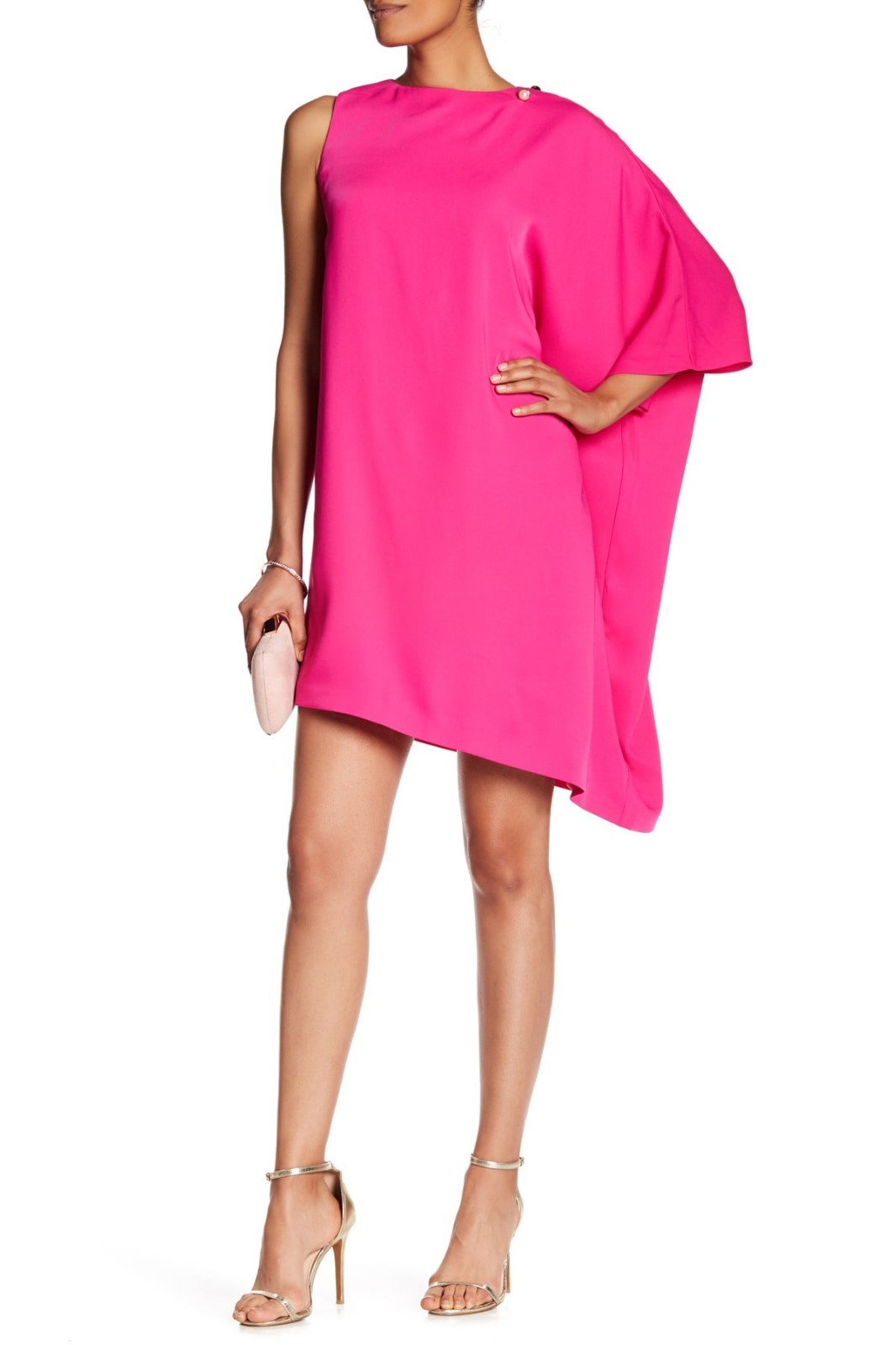 Ted Baker Women Aubrey Draped Asymmetrical Pink Dress Size TB 1 US 2-4 NWT