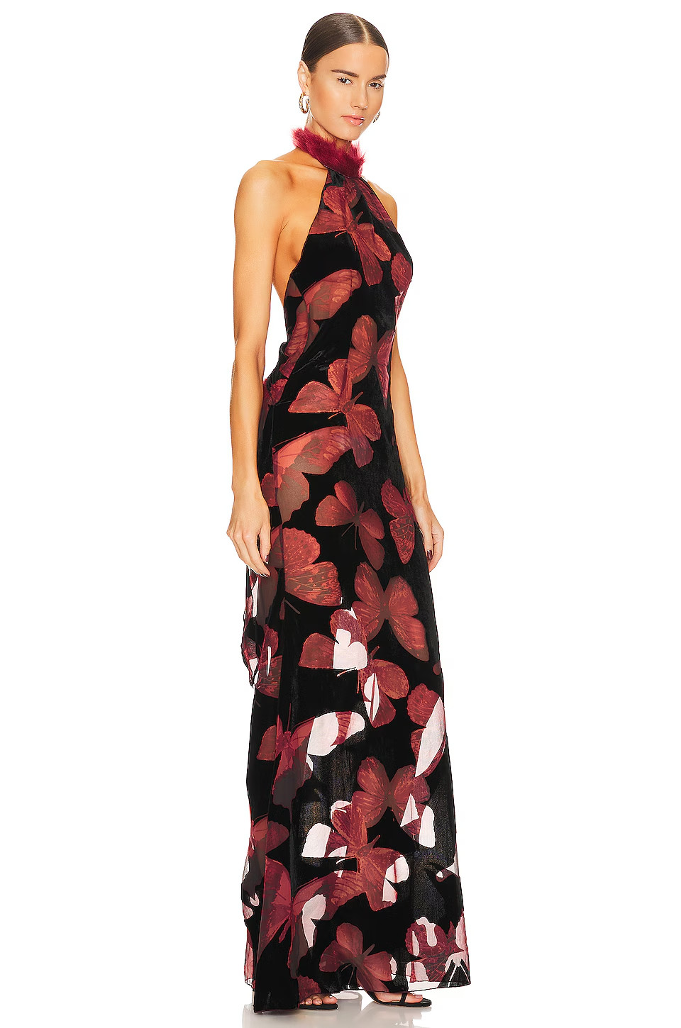 Kim Shui Butterfly Velvet Gown in Multi Silk Red Black S NWOT $625